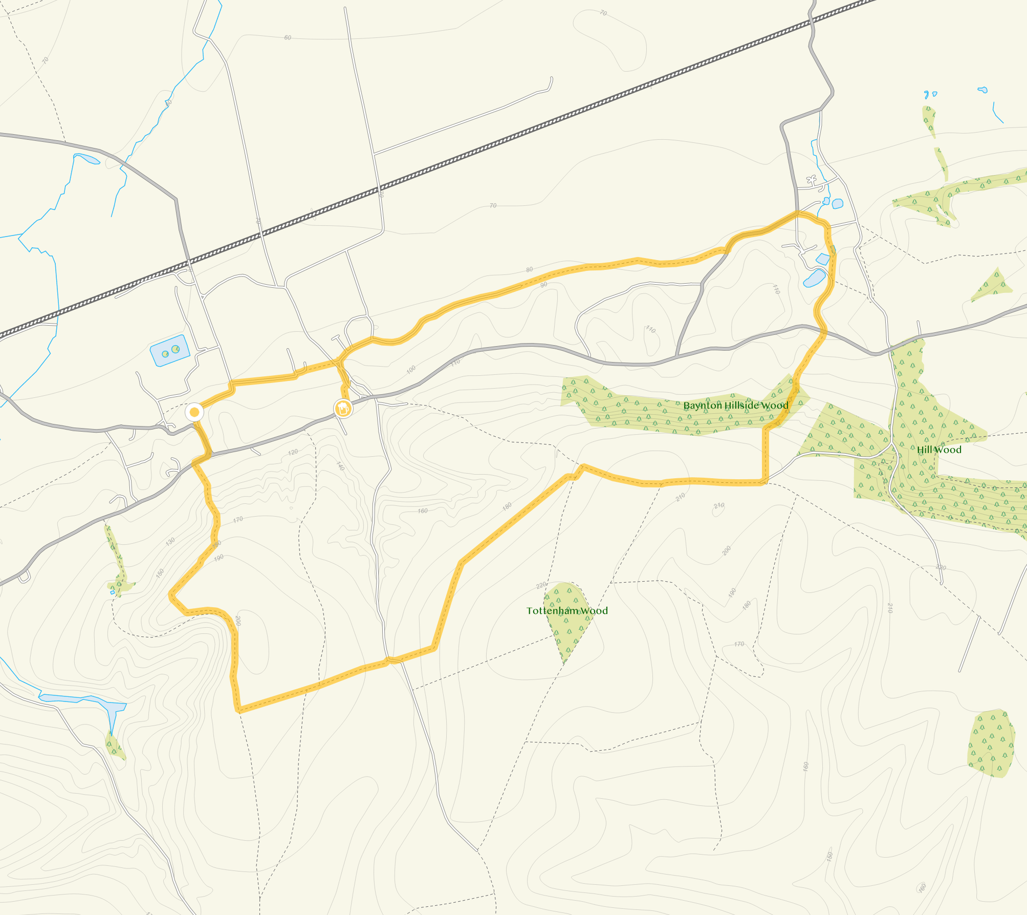 Route map for Edington Walk, a 5.25 mile circular walk in Wiltshire