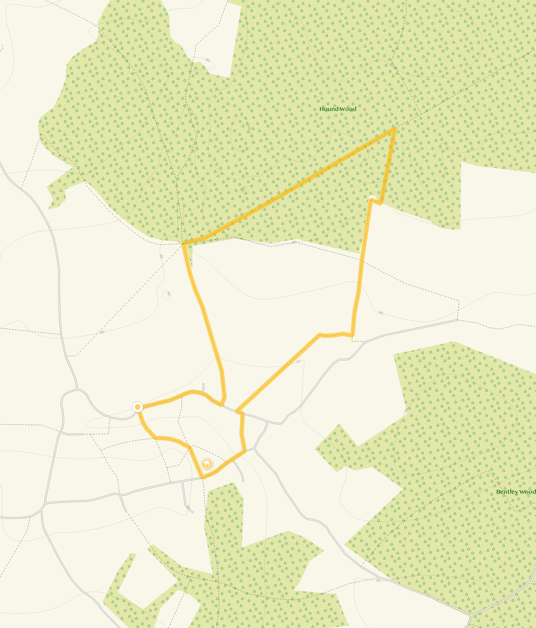 Route map for Farley Walk 1, a 2.25 mile circular walk in Wiltshire