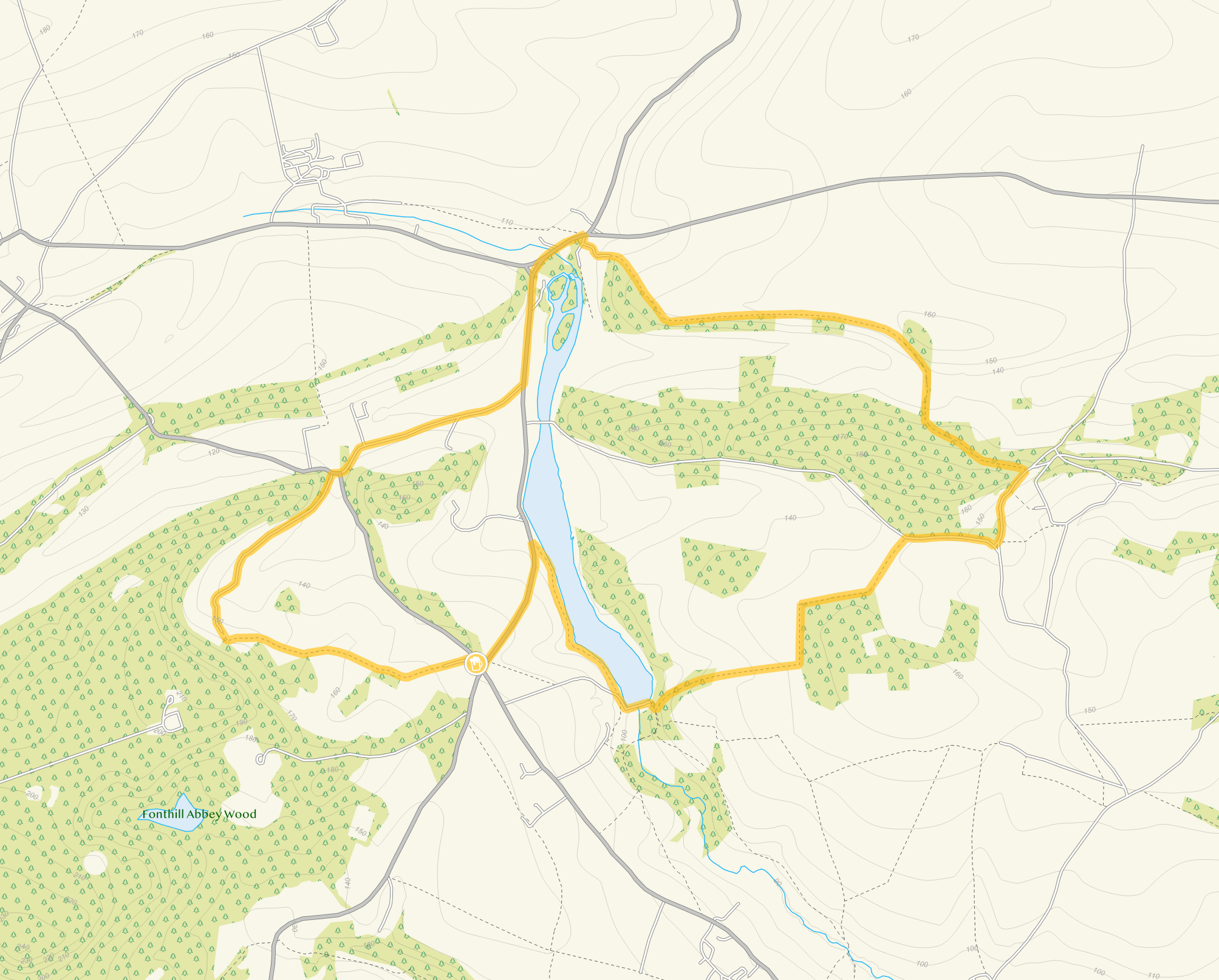 Route map for Long Walk Route, a 6.25 mile circular walk in Wiltshire