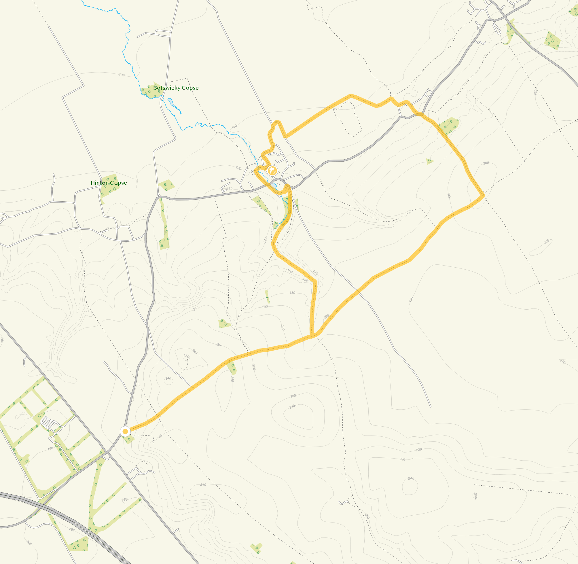Route map for Fox Hill Walk, a 6.75 mile circular walk in Wiltshire