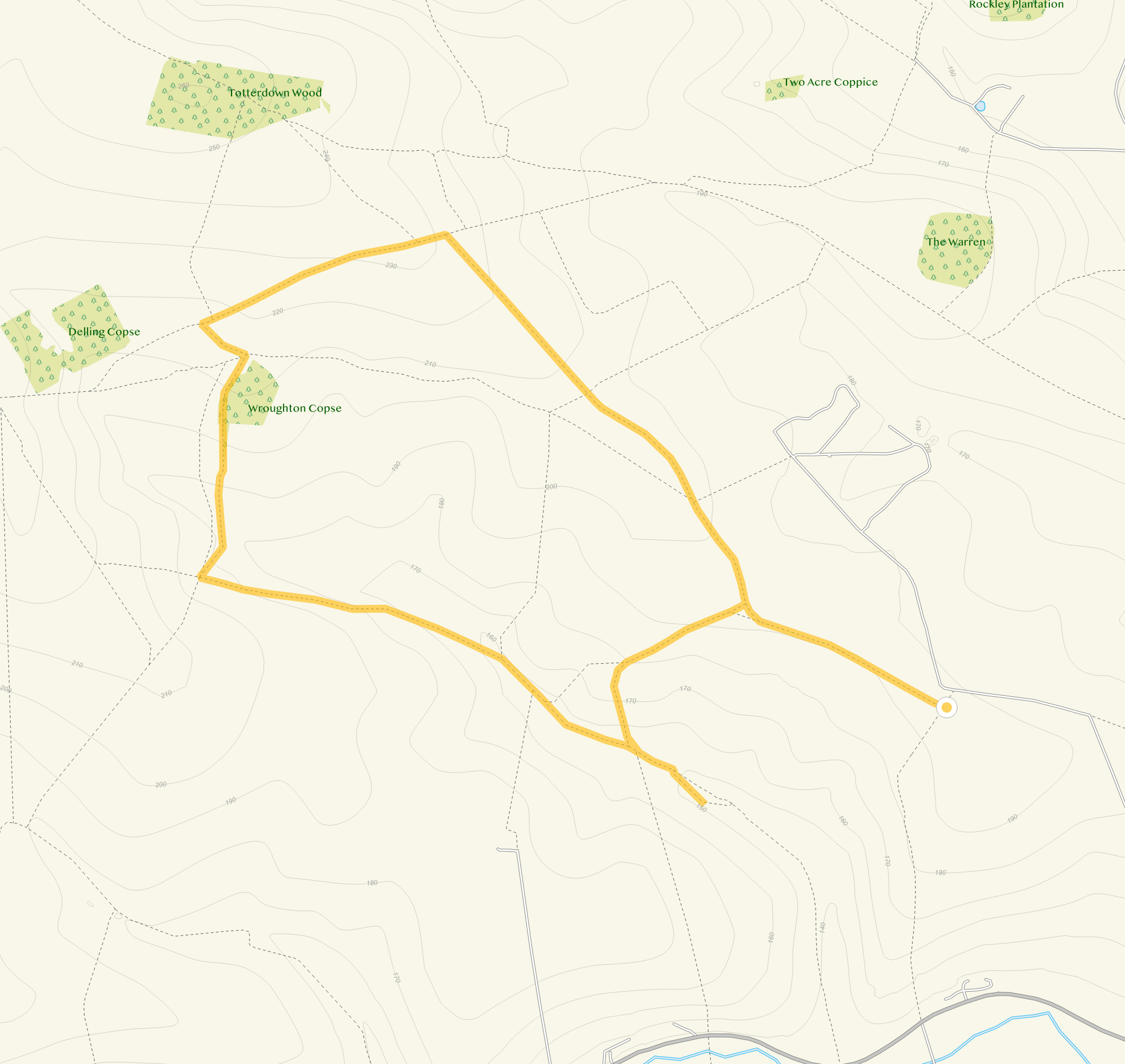 Route map for Medium Route, a 4.25 mile circular walk in Wiltshire