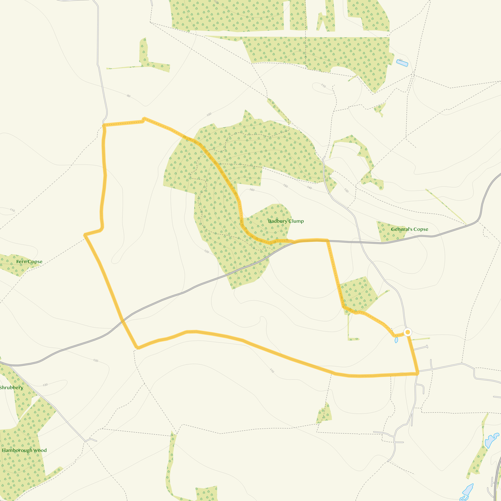 Route map for Great Coxwell Walk, a 3.75 mile circular walk in Wiltshire