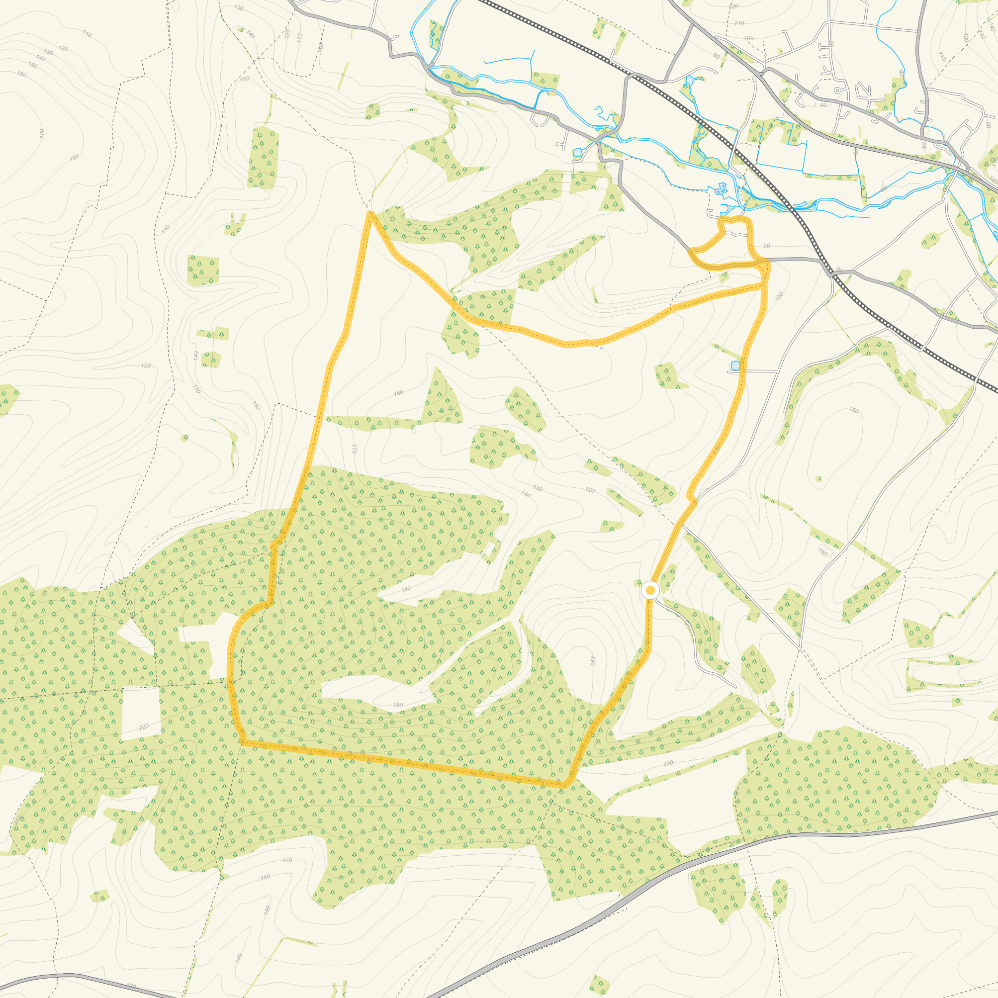 Route map for Great Ridge Downs Walk 3, a 7.75 mile circular walk in Wiltshire