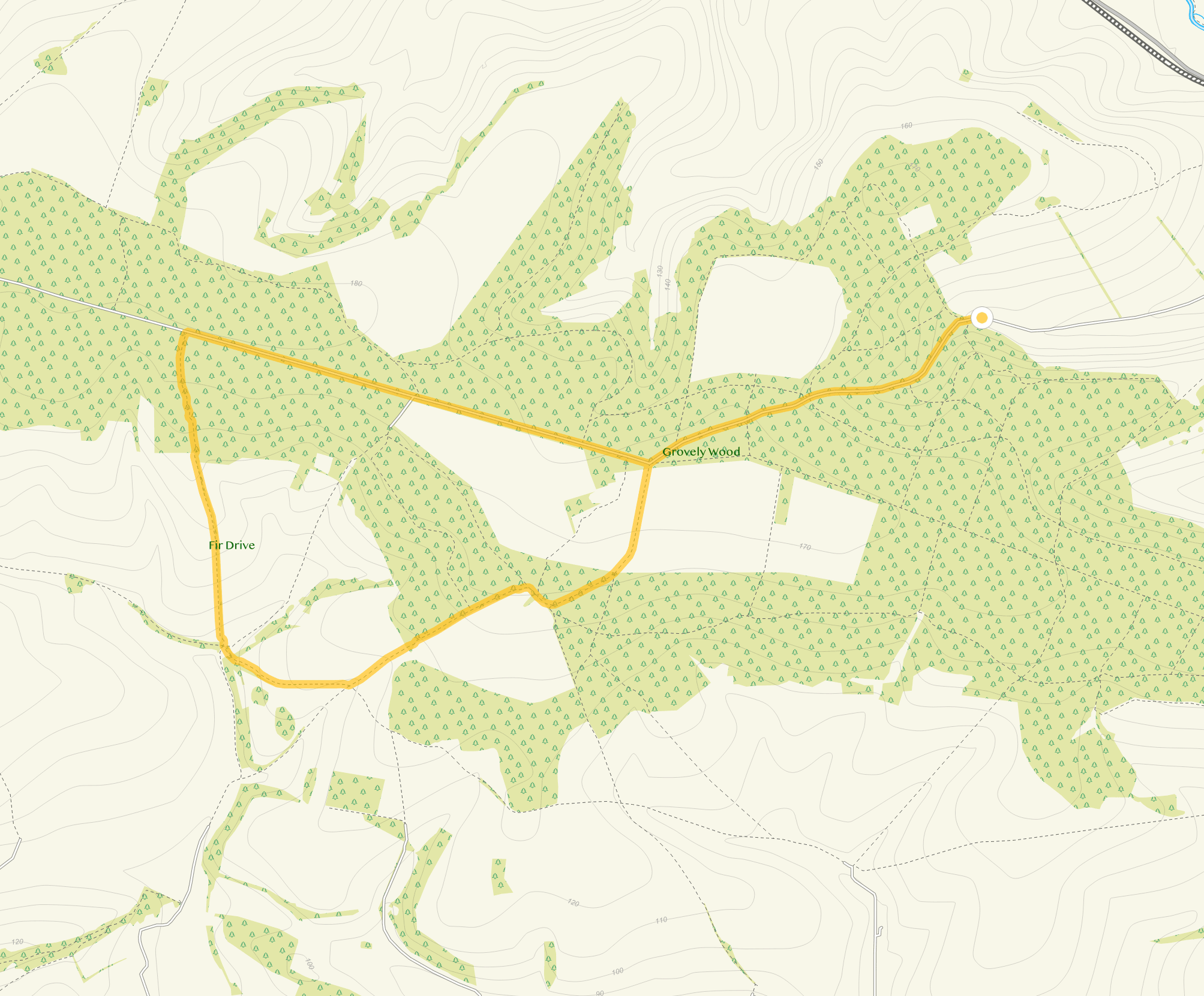 Route map for Grovely Woods Walk 1, a 5.5 mile circular walk in Wiltshire