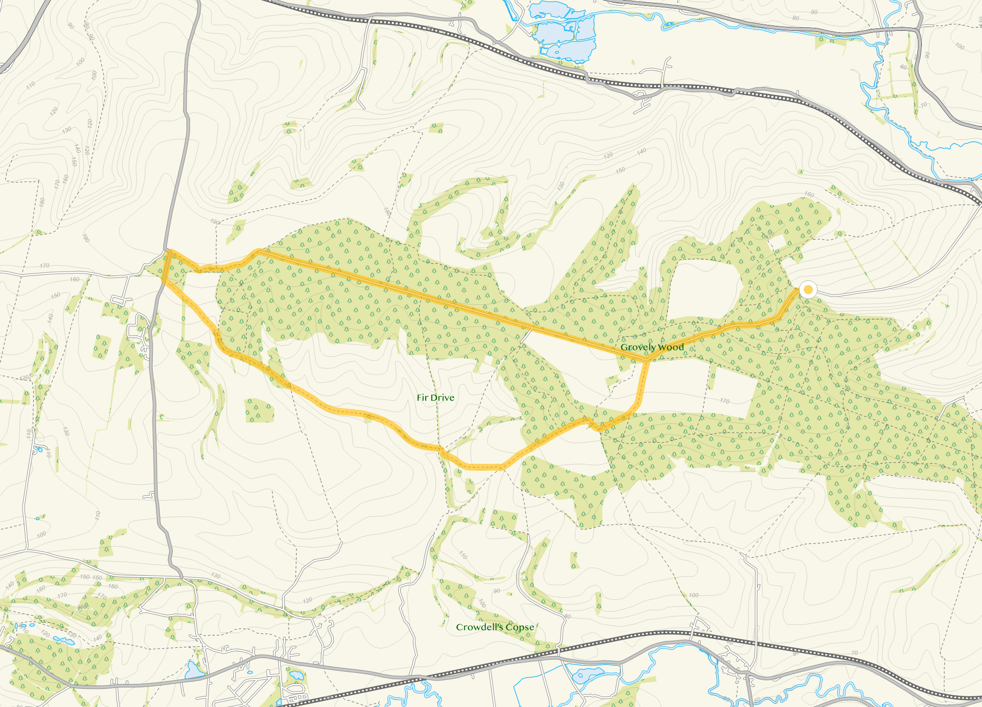 Route map for Grovely Woods Walk 2, an 8.25 mile circular walk in Wiltshire