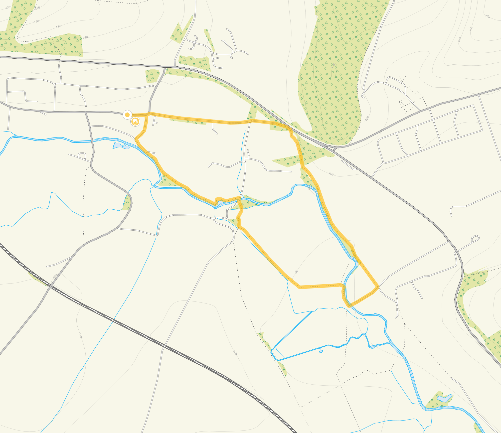 Route map for Heytesbury Walk 1, a 2 mile circular walk in Wiltshire