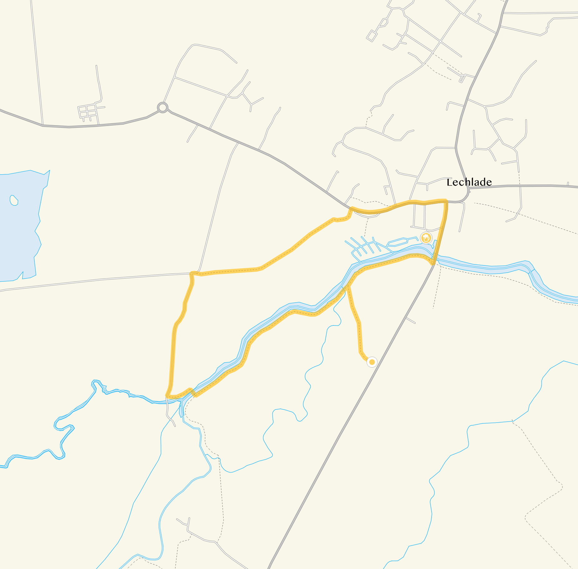 Route map for Lechlade Walk 1, a 1.75 mile circular walk in Wiltshire