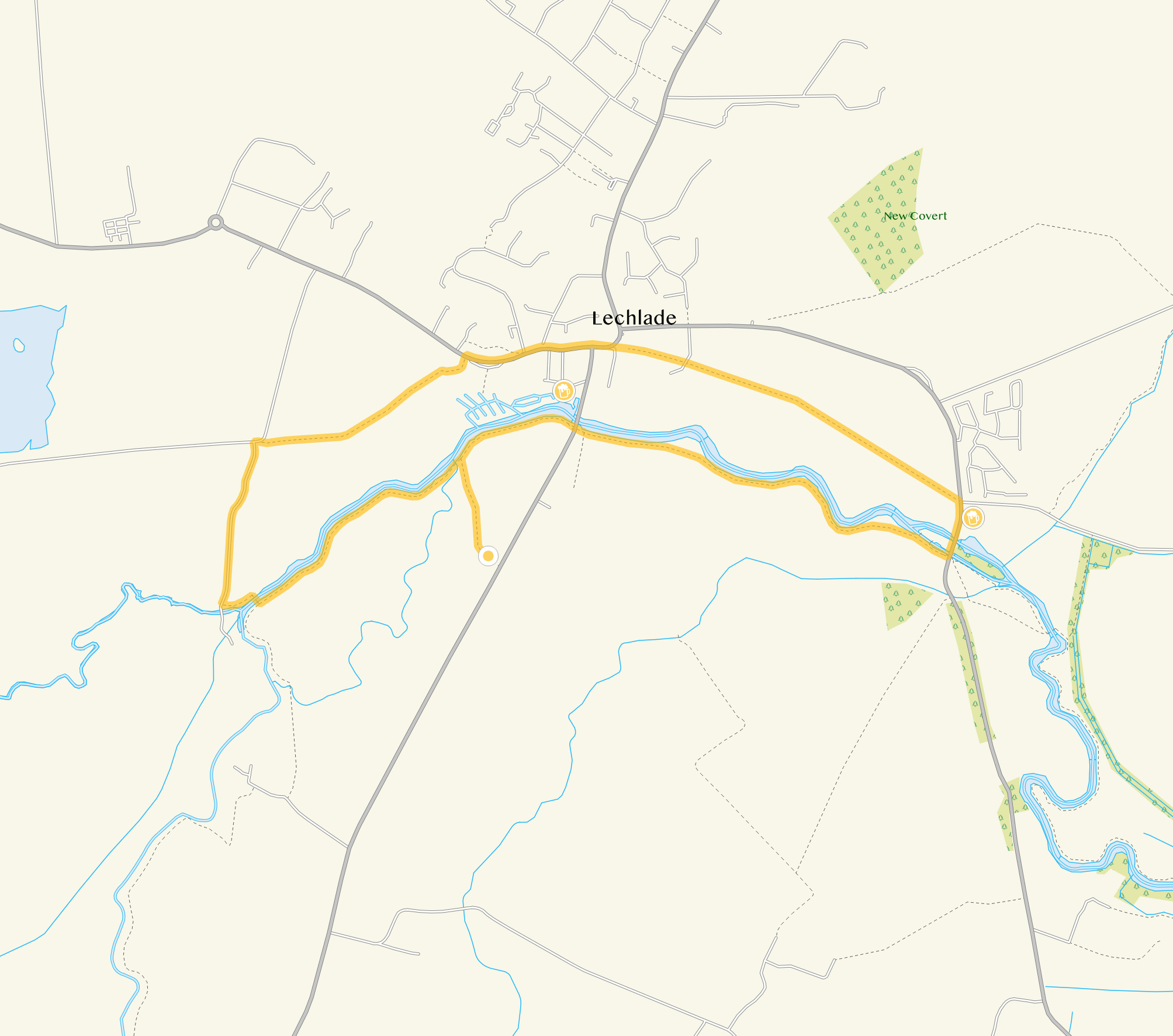 Route map for Lechlade Walk 2, a 3 mile circular walk in Wiltshire