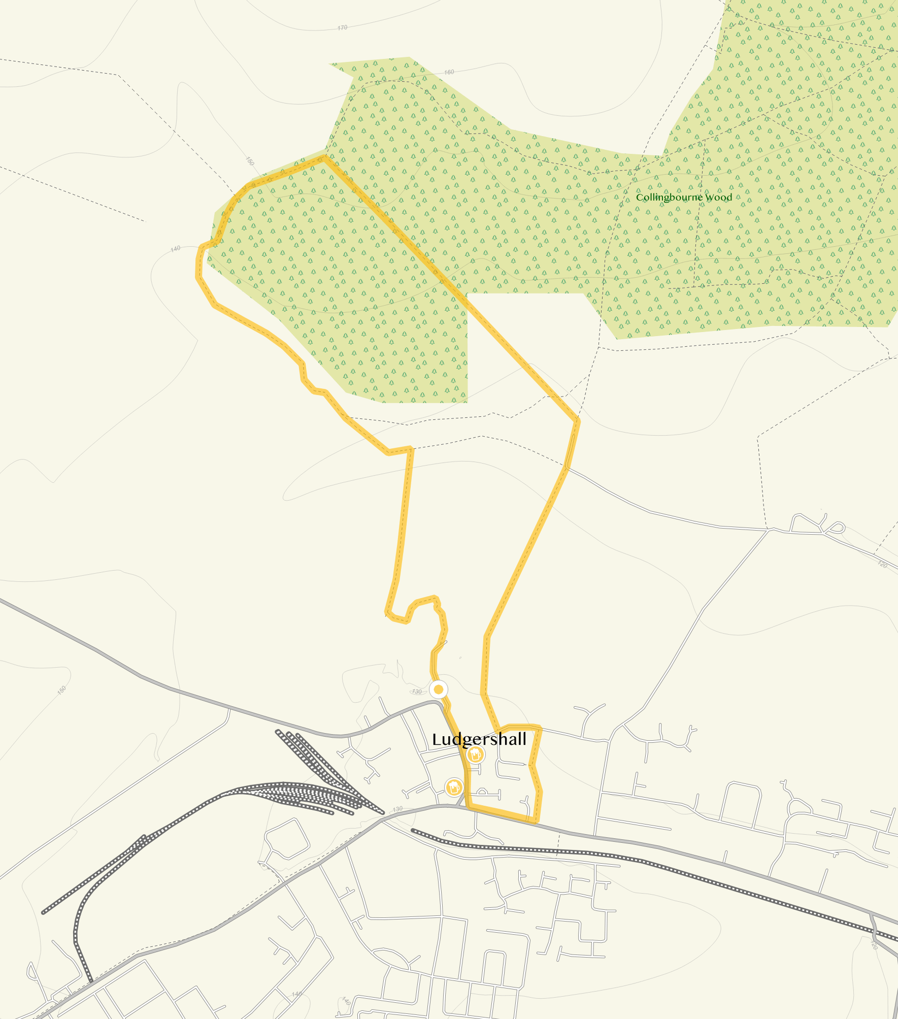 Route map for Ludgershall Walk 2, a 2.75 mile circular walk in Wiltshire