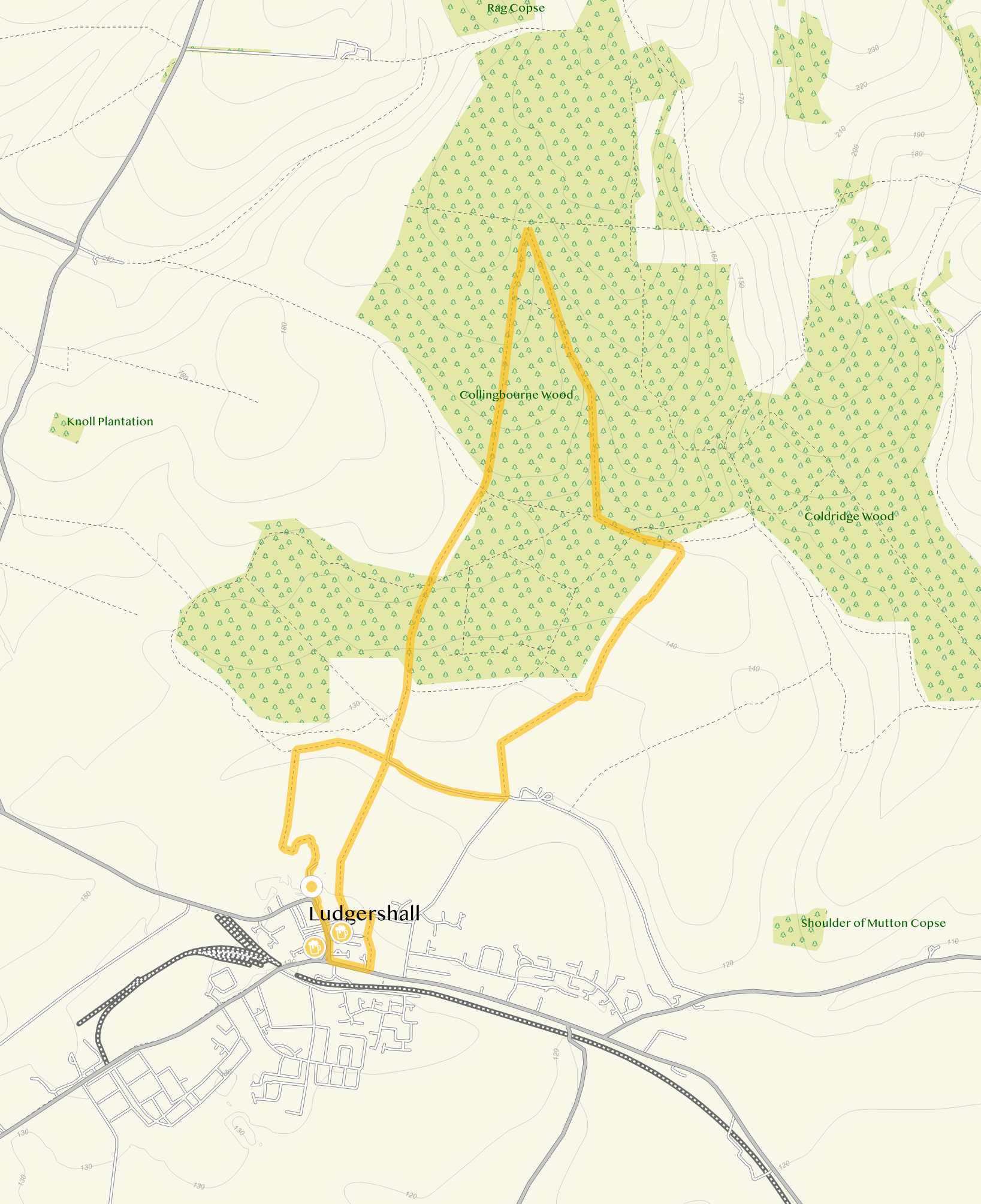 Route map for Ludgershall Walk 3, a 5.25 mile circular walk in Wiltshire