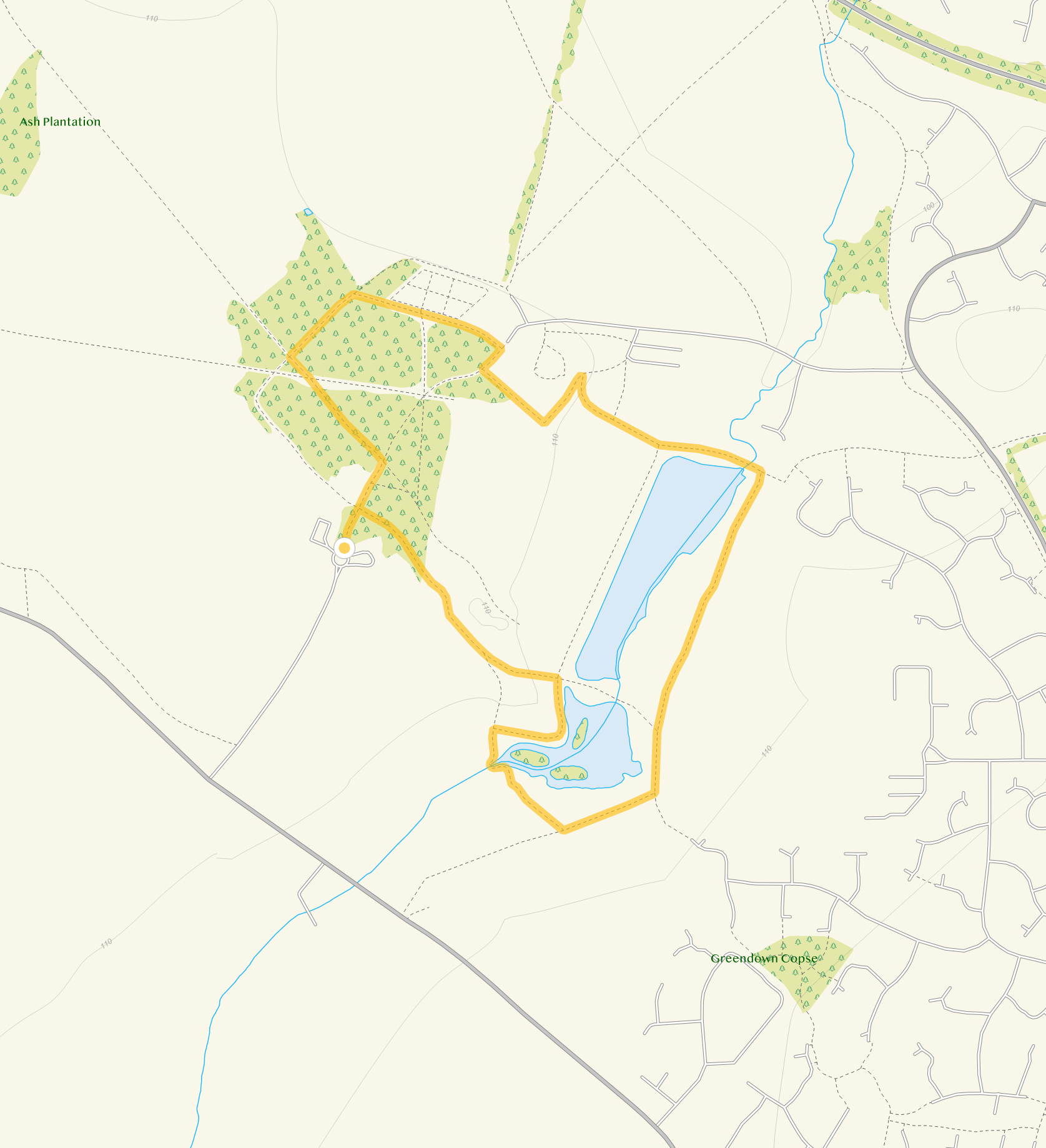Route map for Short Route, a 1.5 mile circular walk in Wiltshire