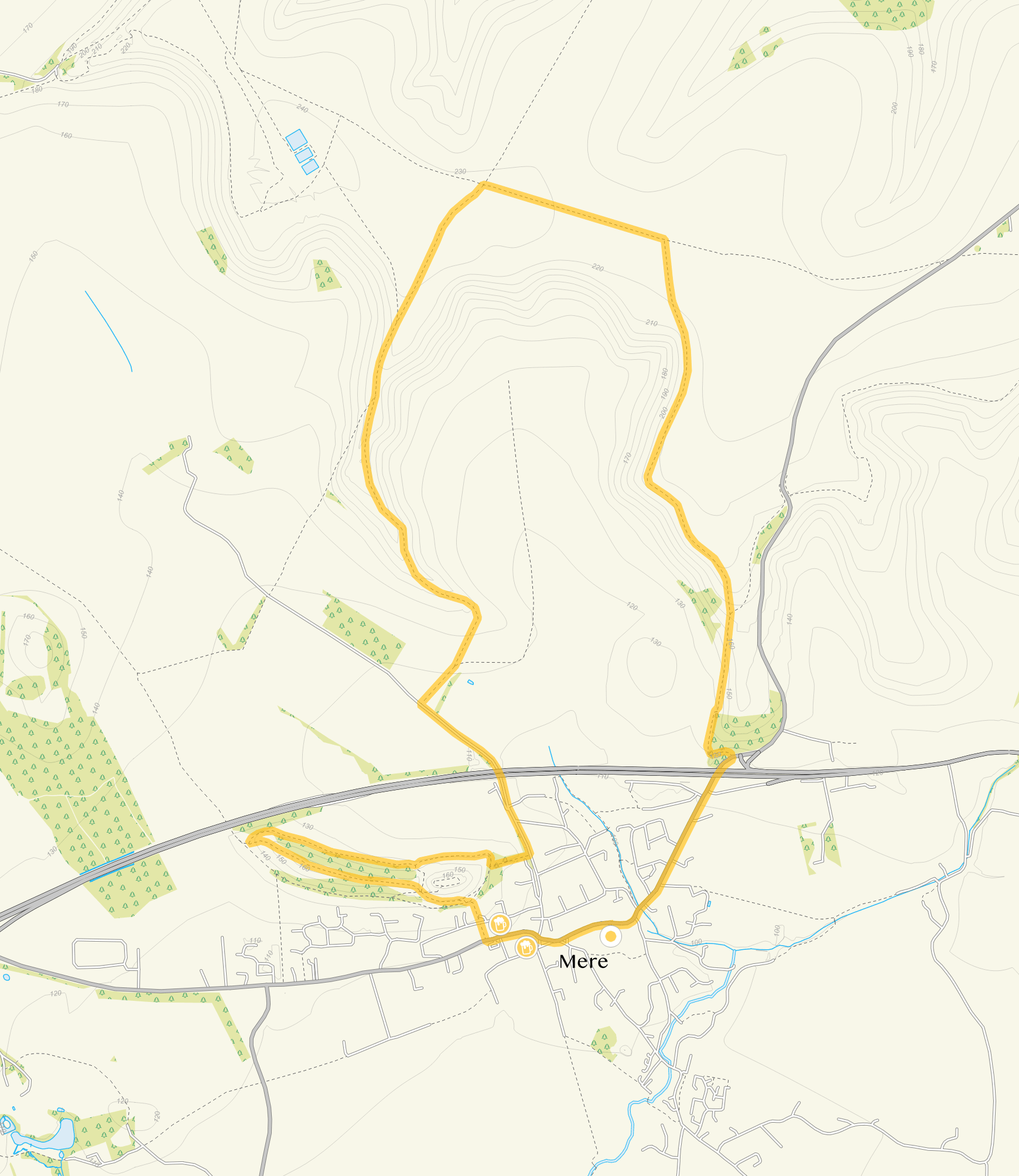 Route map for Mere Walk 2, a 4.75 mile circular walk in Wiltshire