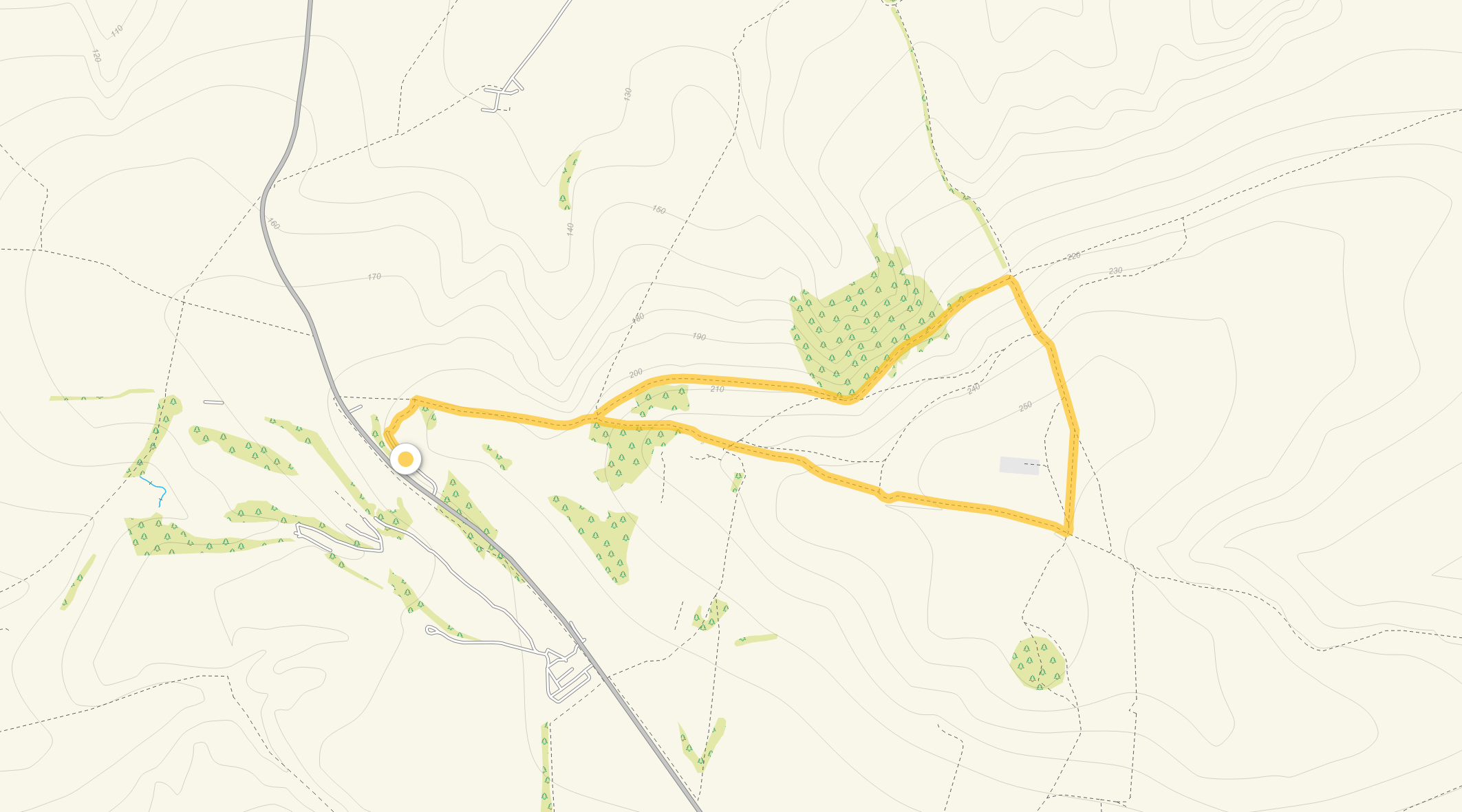 Route map for Morgan's Hill Walk 1, a 2 mile circular walk in Wiltshire