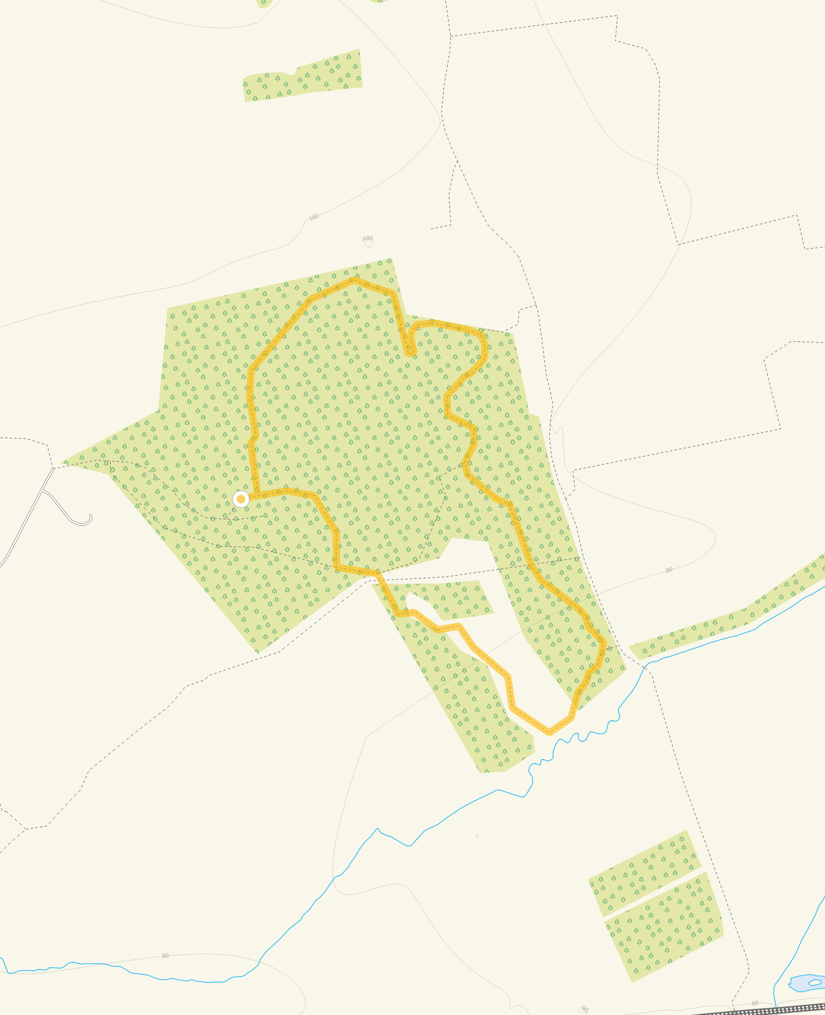 Route map for Nightingale Wood Walk, a 1.5 mile circular walk in Wiltshire