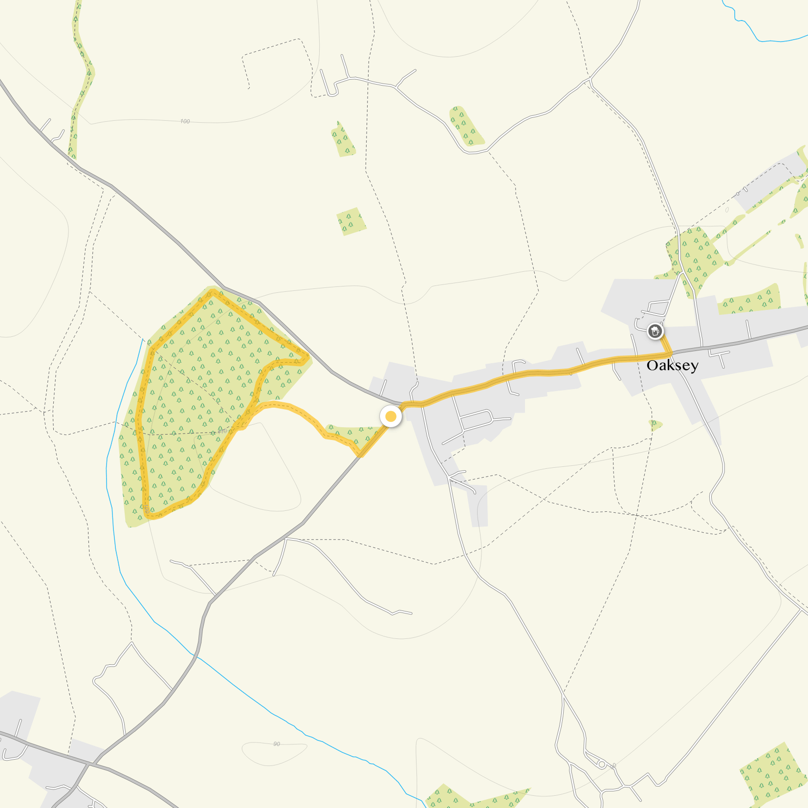 Route map for Oaksey Walk 1, a 2.75 mile circular walk in Wiltshire