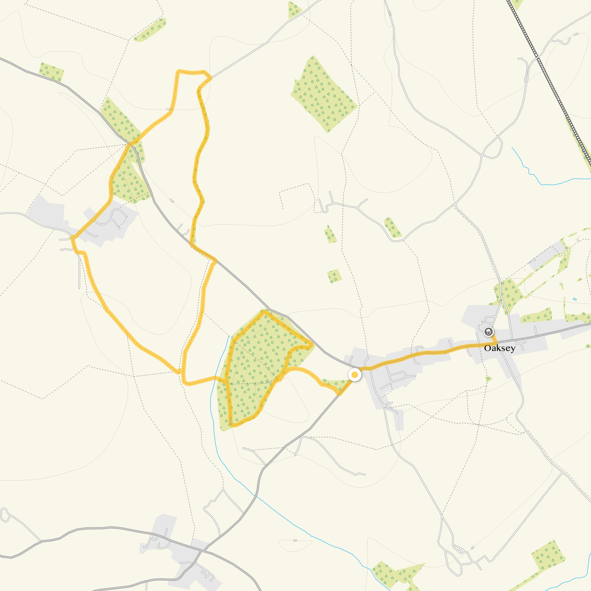 Route map for Oaksey Walk 2, a 5.5 mile circular walk in Wiltshire