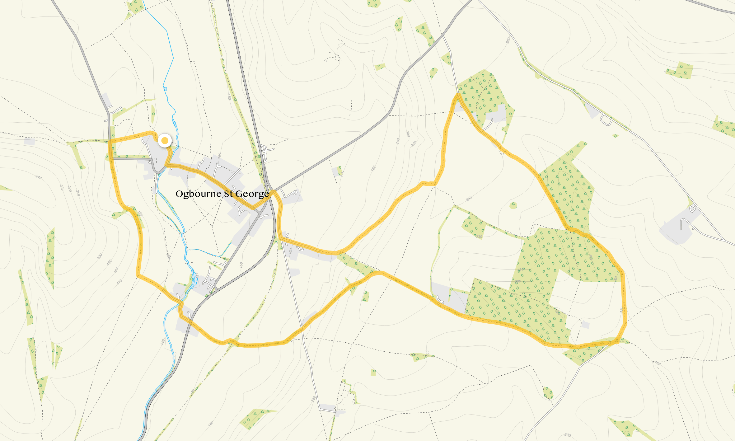 Route map for Ogbourne St George Walk 3, a 6.5 mile circular walk in Wiltshire