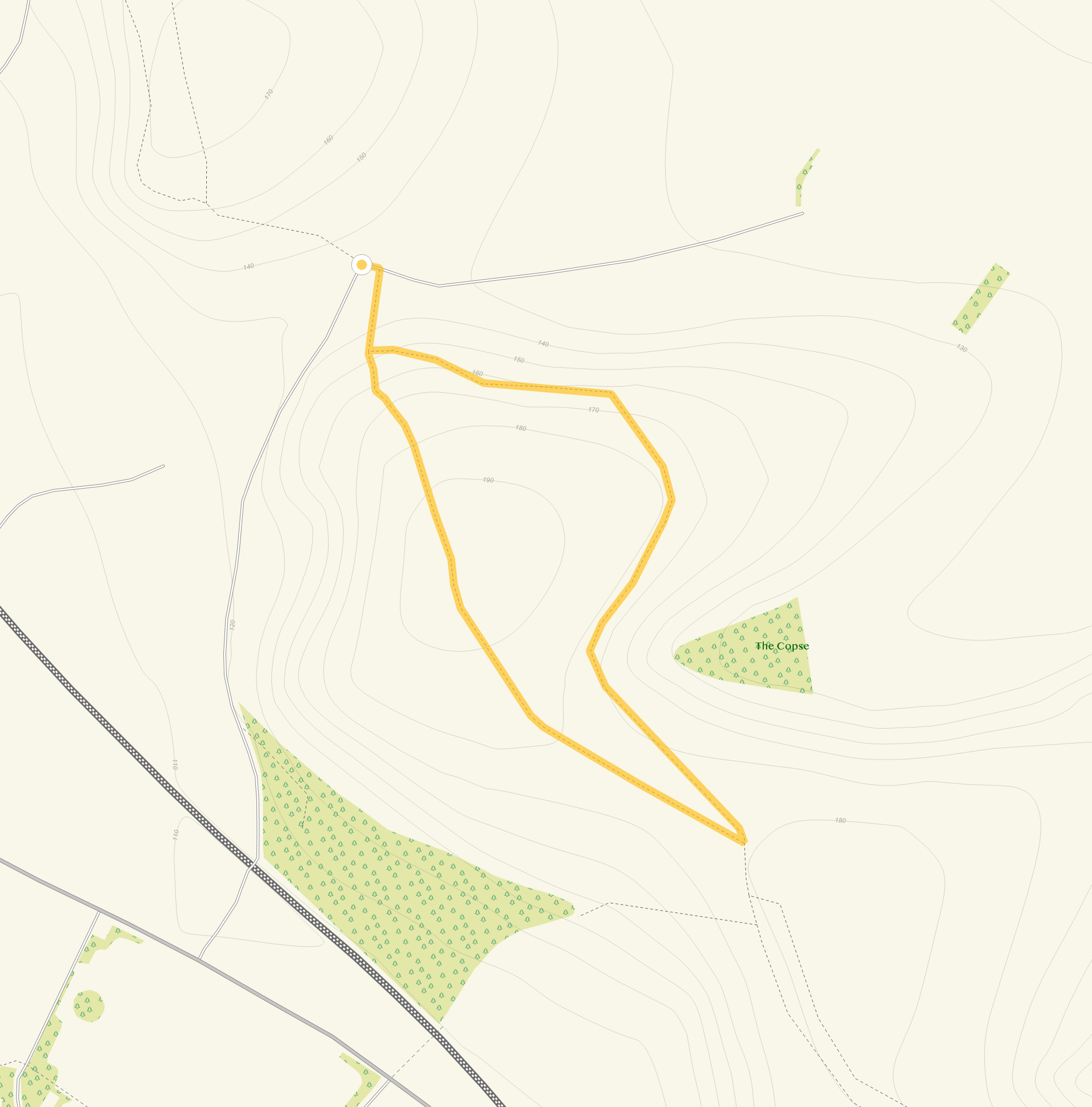 Route map for Scratchbury Hill Walk 2, a 1.25 mile circular walk in Wiltshire