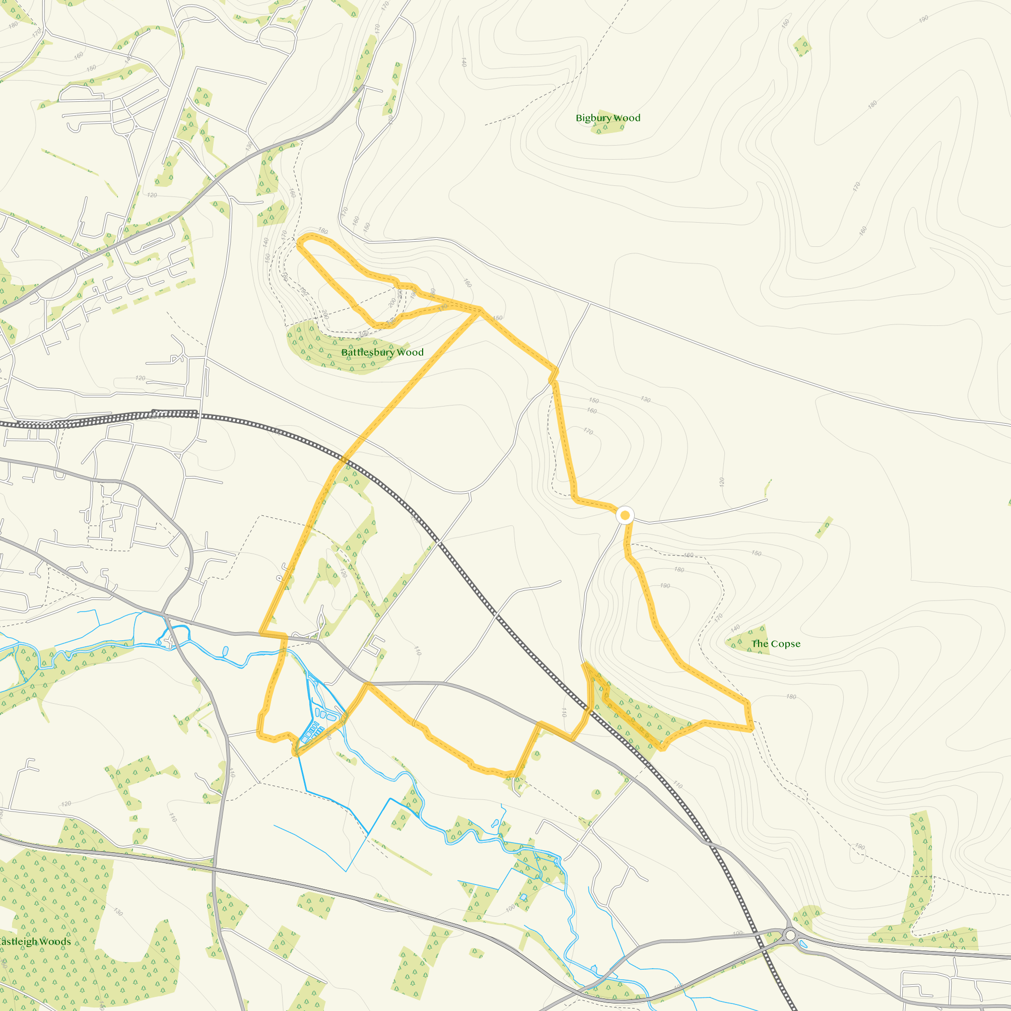 Route map for Scratchbury Hill Walk 3, a 5.75 mile circular walk in Wiltshire
