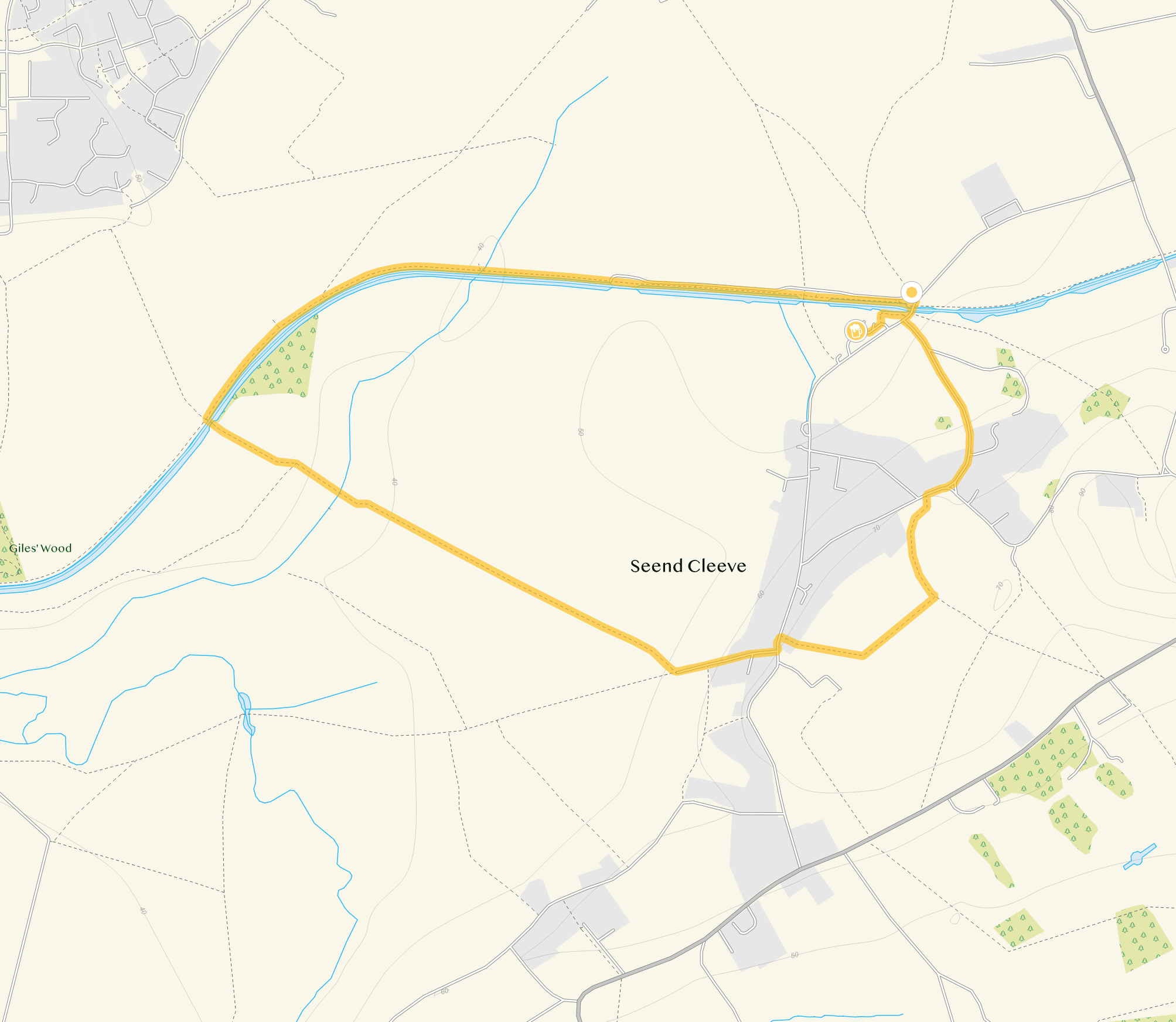 Route map for Seend Cleeve Walk 1, a 2.25 mile circular walk in Wiltshire