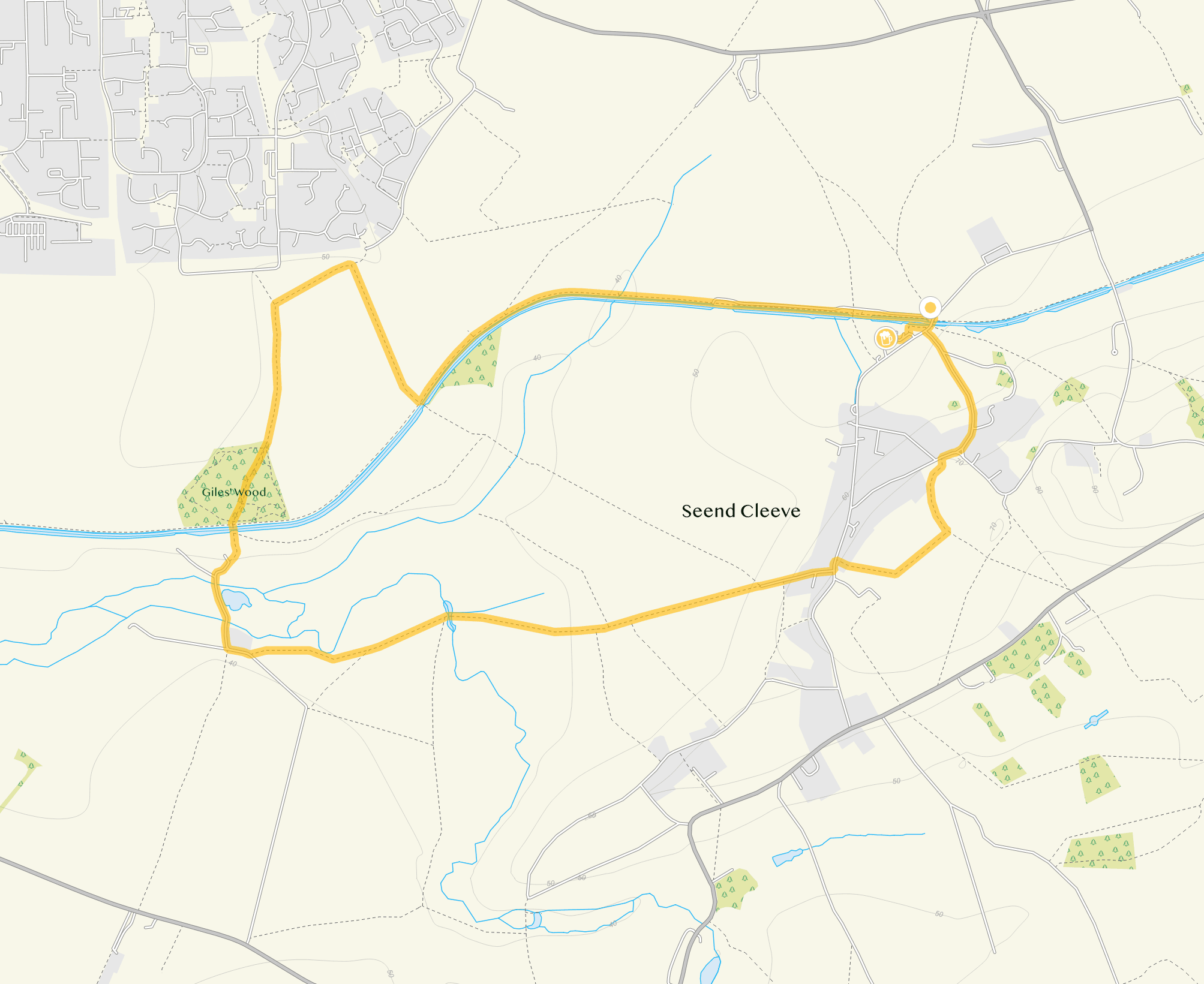 Route map for Seend Cleeve Walk 2, a 3.5 mile circular walk in Wiltshire