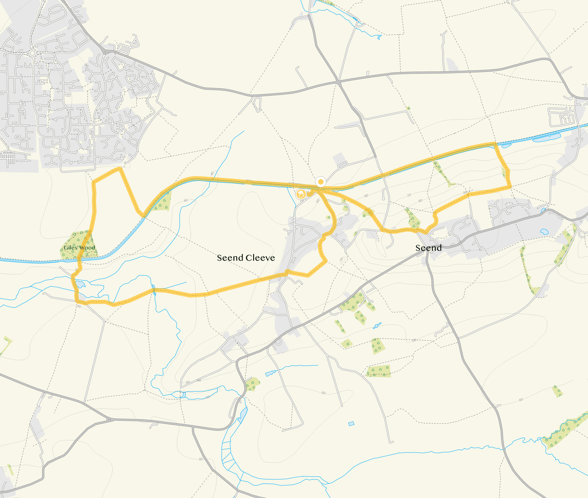 Route map for Seend Cleeve Walk 3, a 6.25 mile circular walk in Wiltshire