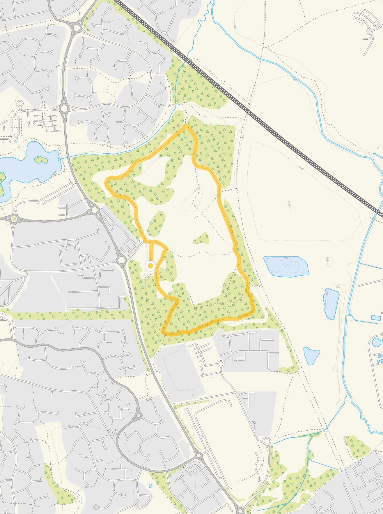 Route map for Shaw Forest Walk 2, a 1.5 mile circular walk in Wiltshire