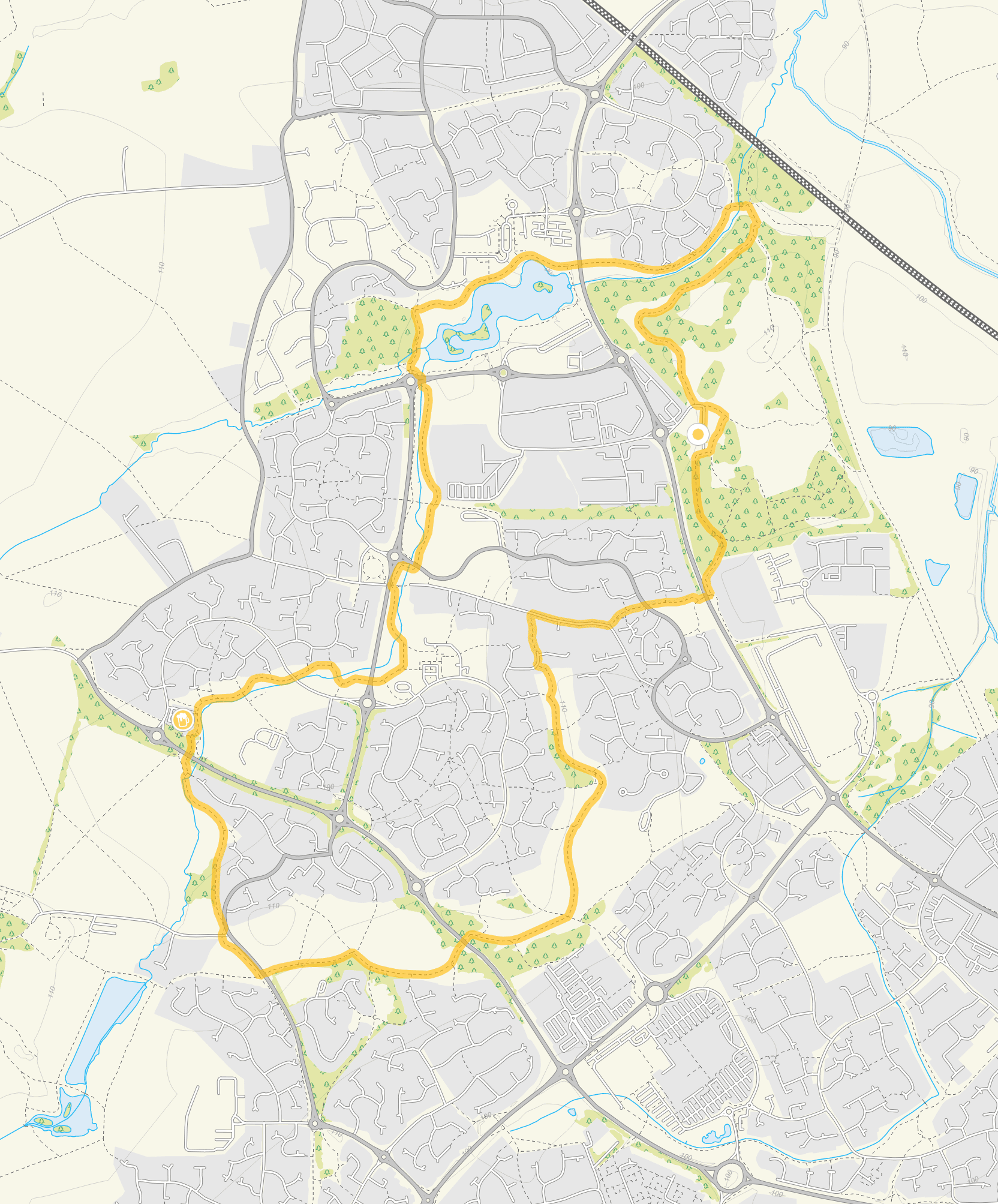 Route map for Shaw Forest Walk 3, a 4.5 mile circular walk in Wiltshire