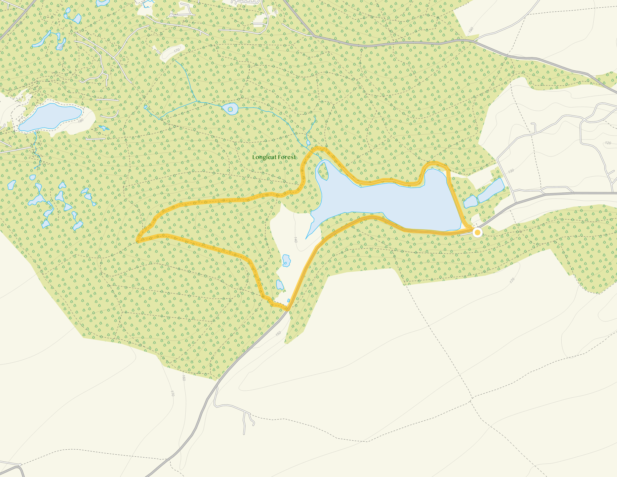 Route map for Short Route, a 2.75 mile circular walk in Wiltshire