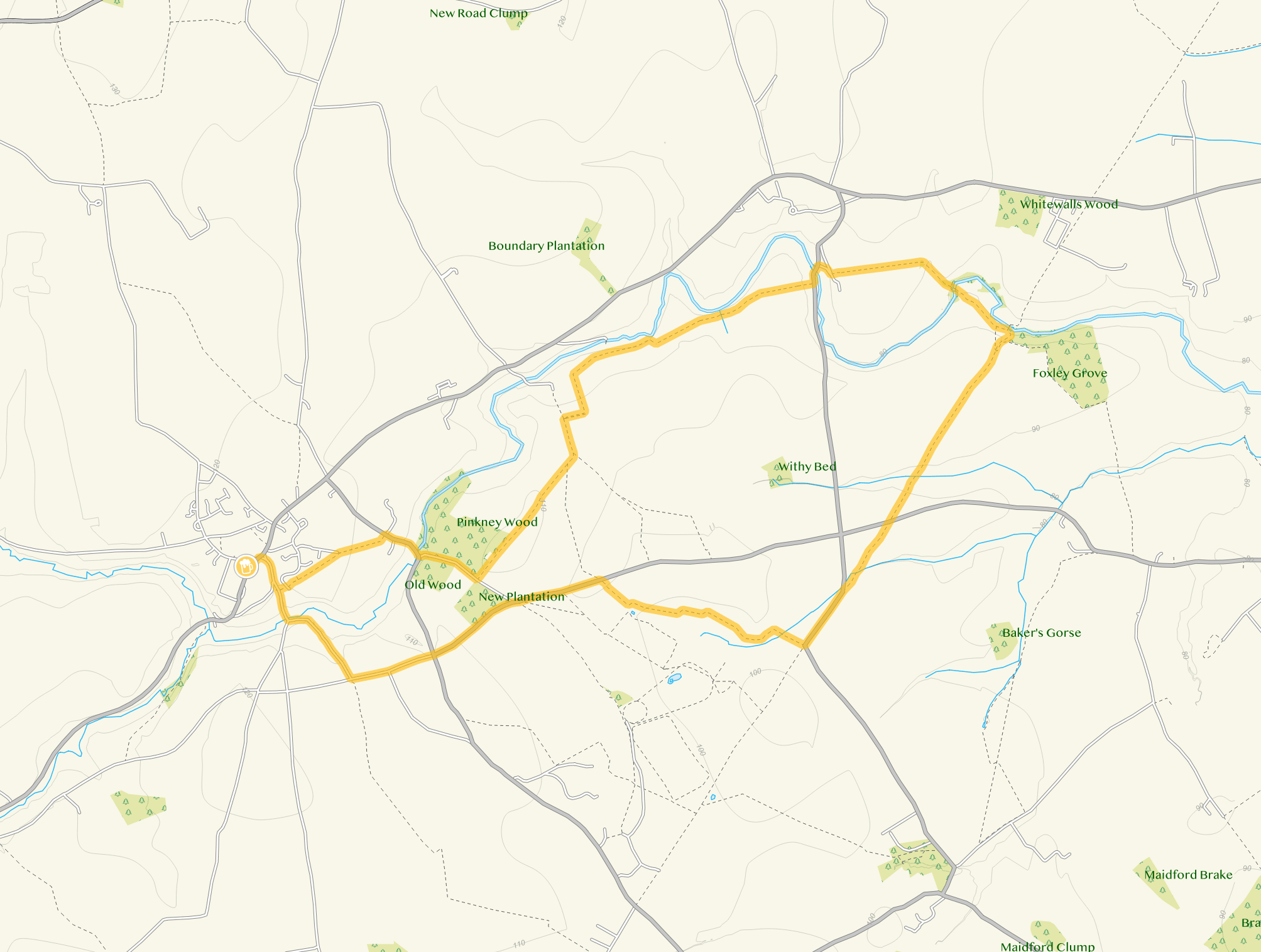 Route map for Sherston Walk, a 6.25 mile circular walk in Wiltshire