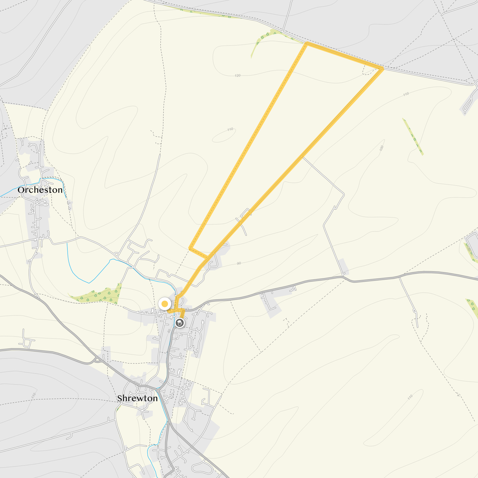 Route map for Shrewton Walk, a 3.5 mile circular walk in Wiltshire