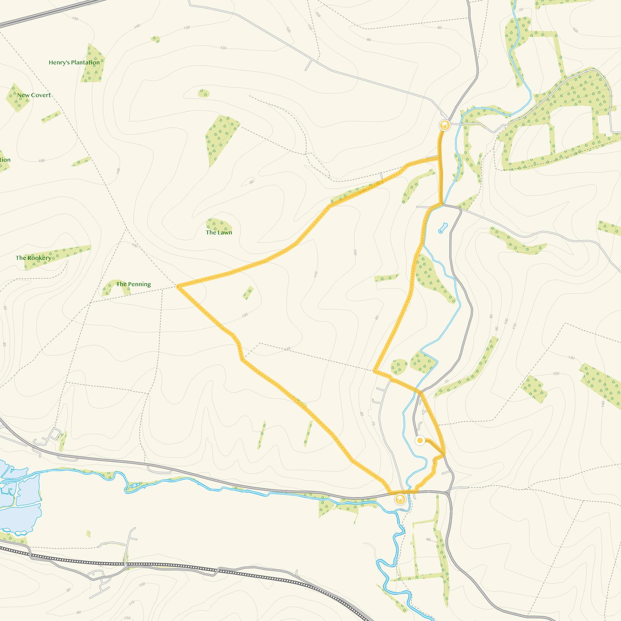 Route map for Stapleford Walk 1, a 4.5 mile circular walk in Wiltshire