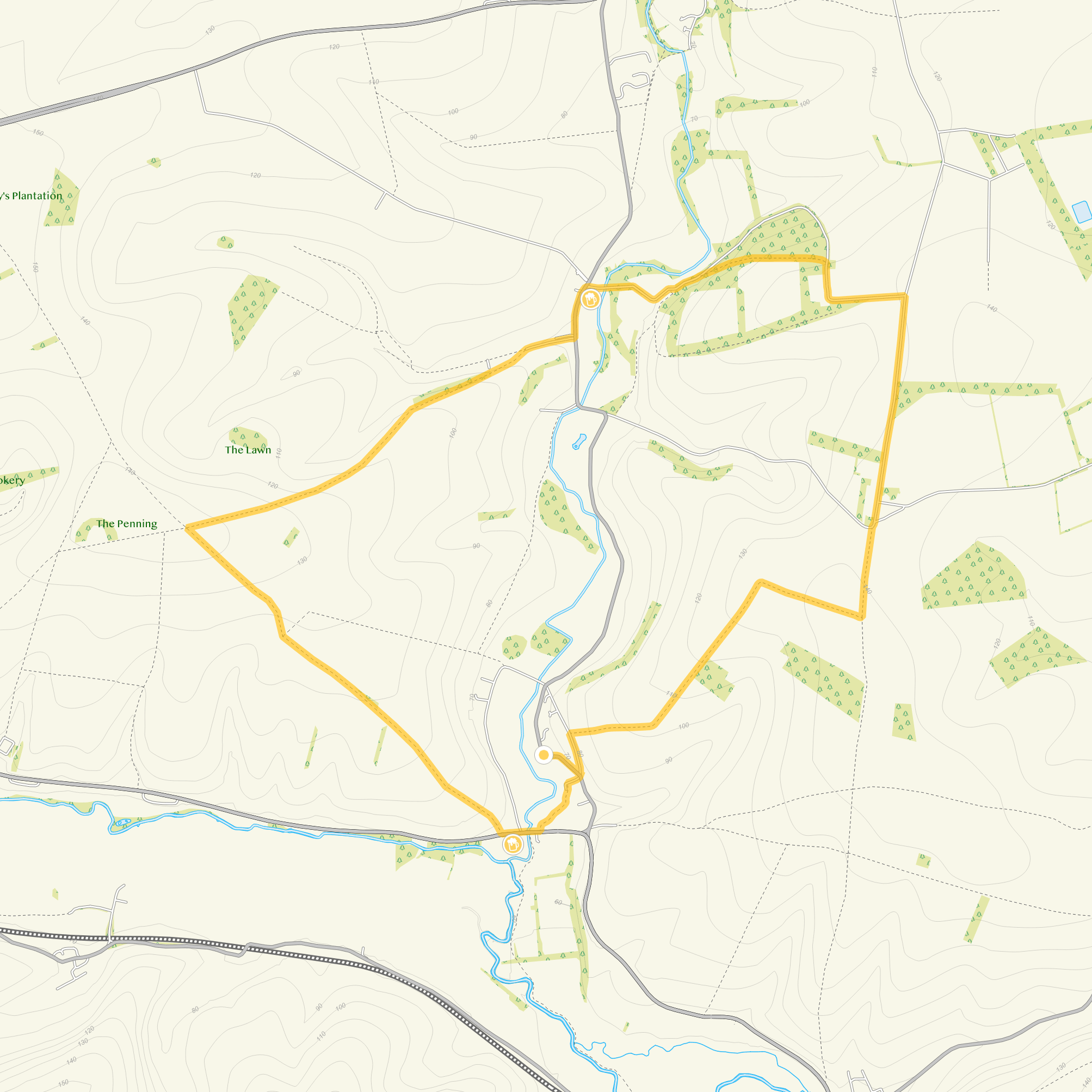 Route map for Stapleford Walk 2, a 6.5 mile circular walk in Wiltshire