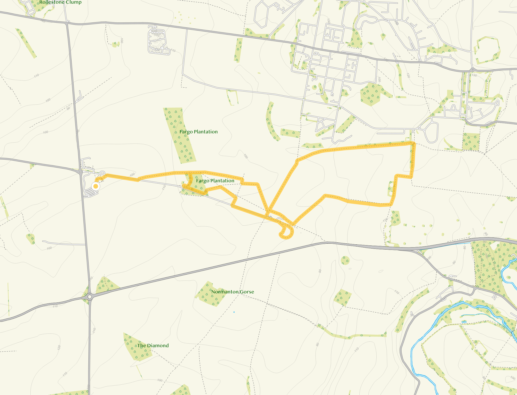 Route map for Stonehenge Walk 2, a 6.75 mile circular walk in Wiltshire
