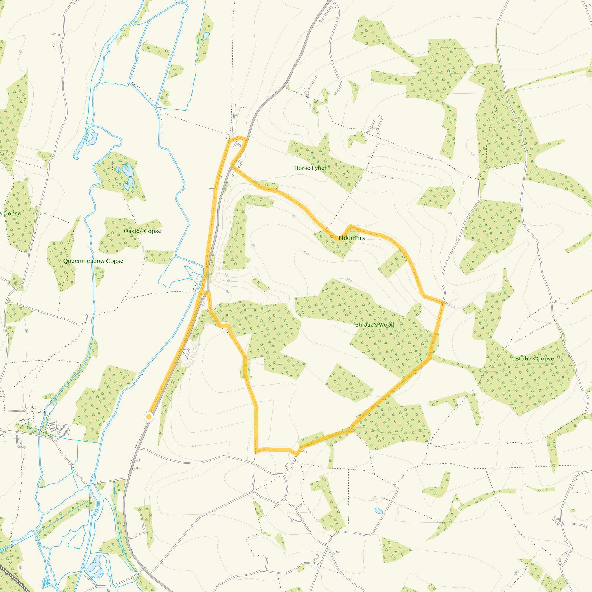 Route map for Long Route, a 5.5 mile circular walk in Wiltshire