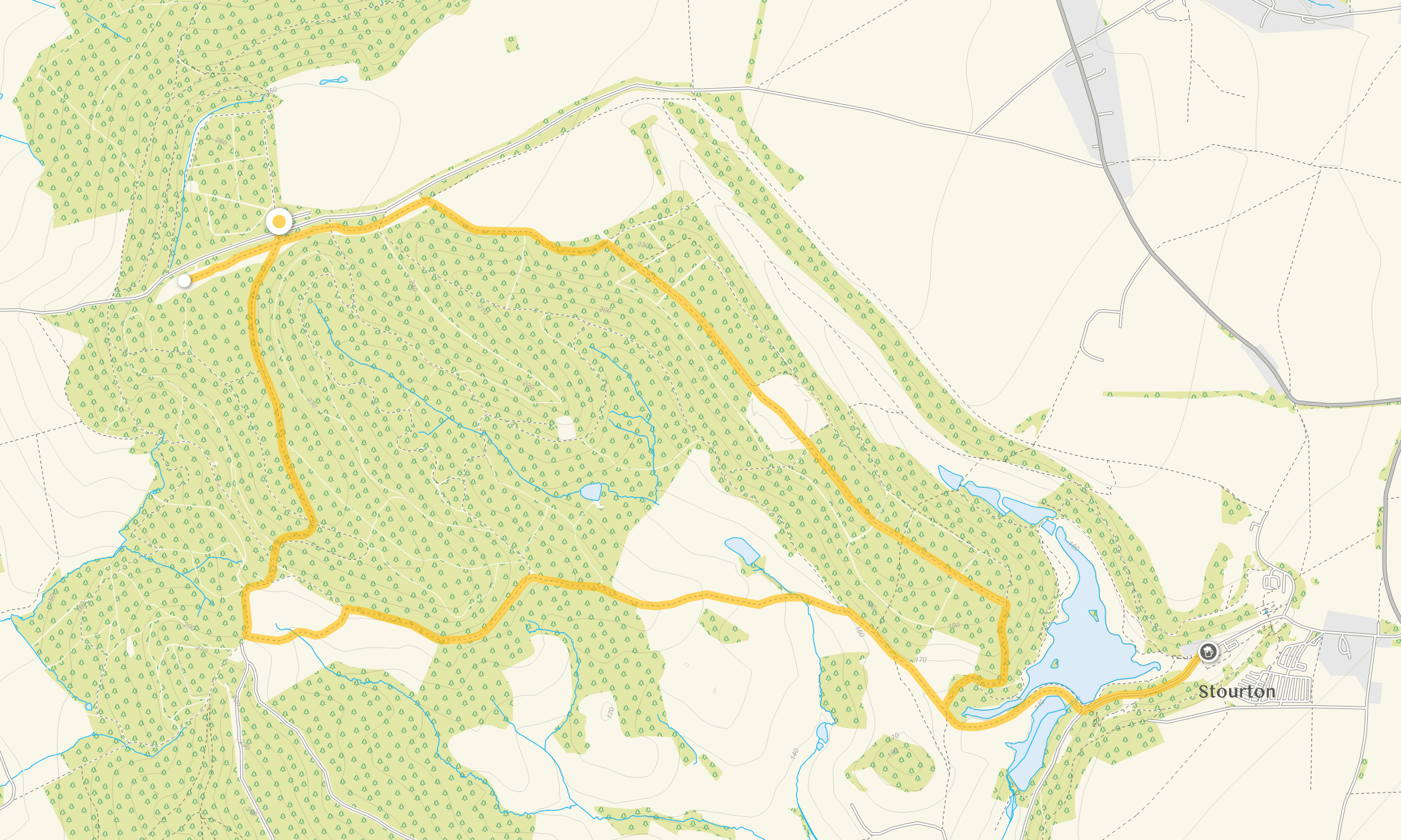 Route map for Stourton Walk 3, a 6 mile circular walk in Wiltshire