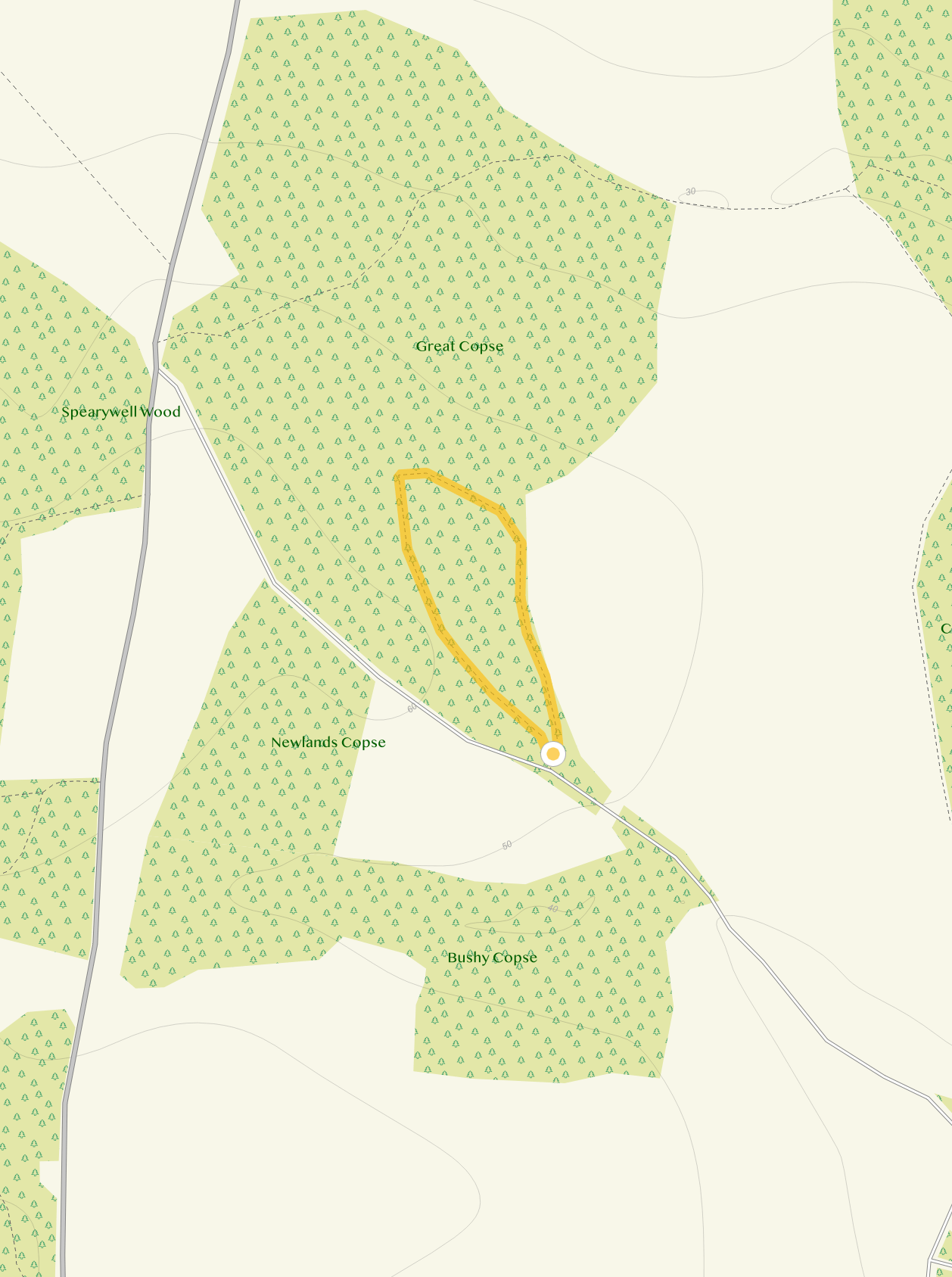Route map for Short Route, a 0.5 mile circular walk in Wiltshire