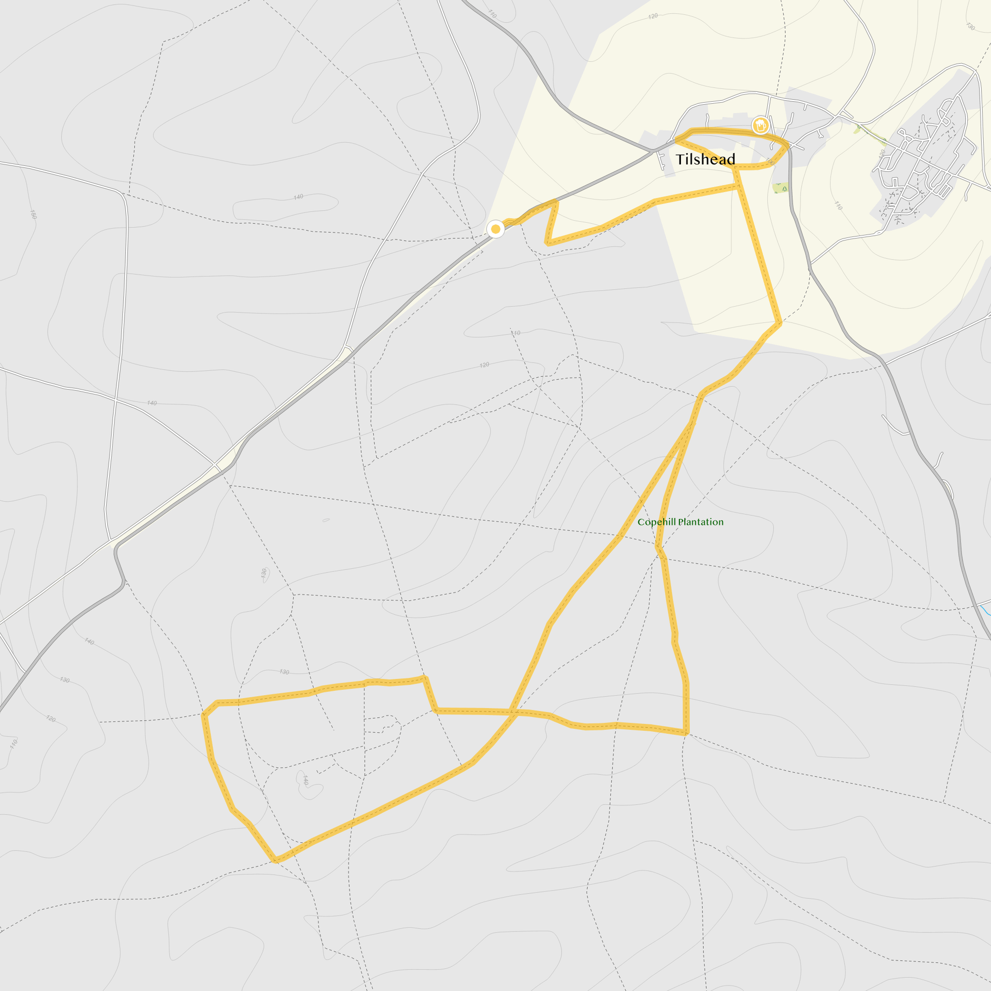 Route map for Tilshead Walk 2, an 8.25 mile circular walk in Wiltshire