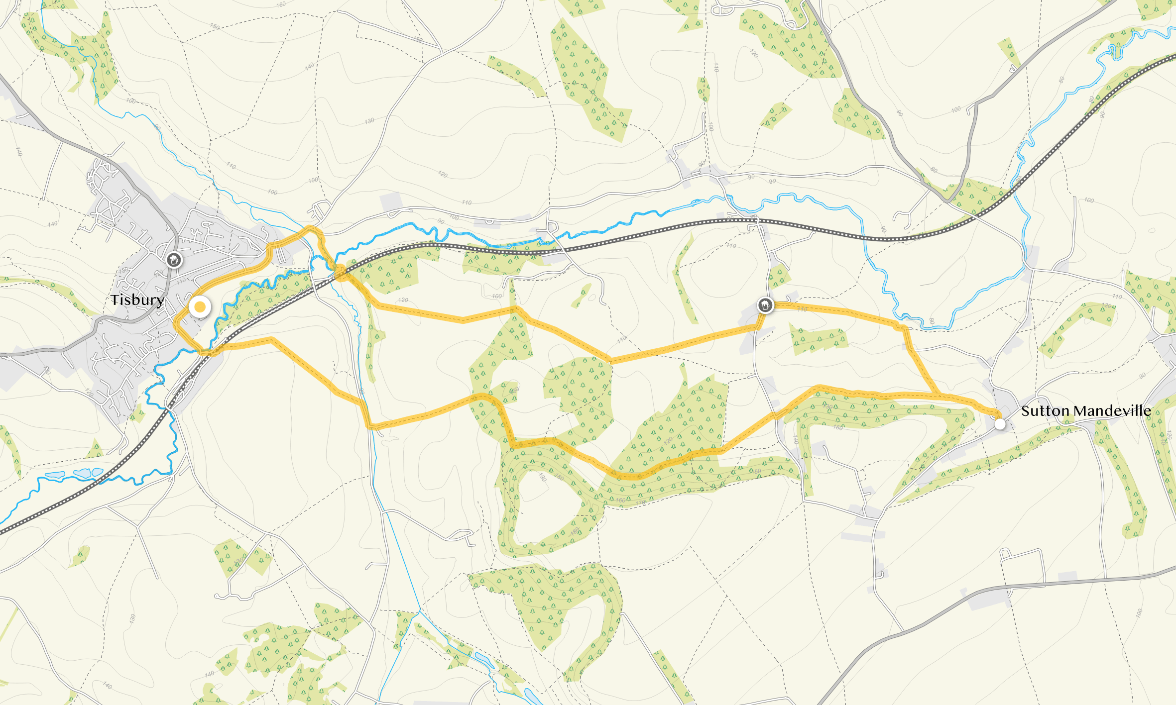 Route map for Tisbury Walk 4, a 6.25 mile circular walk in Wiltshire