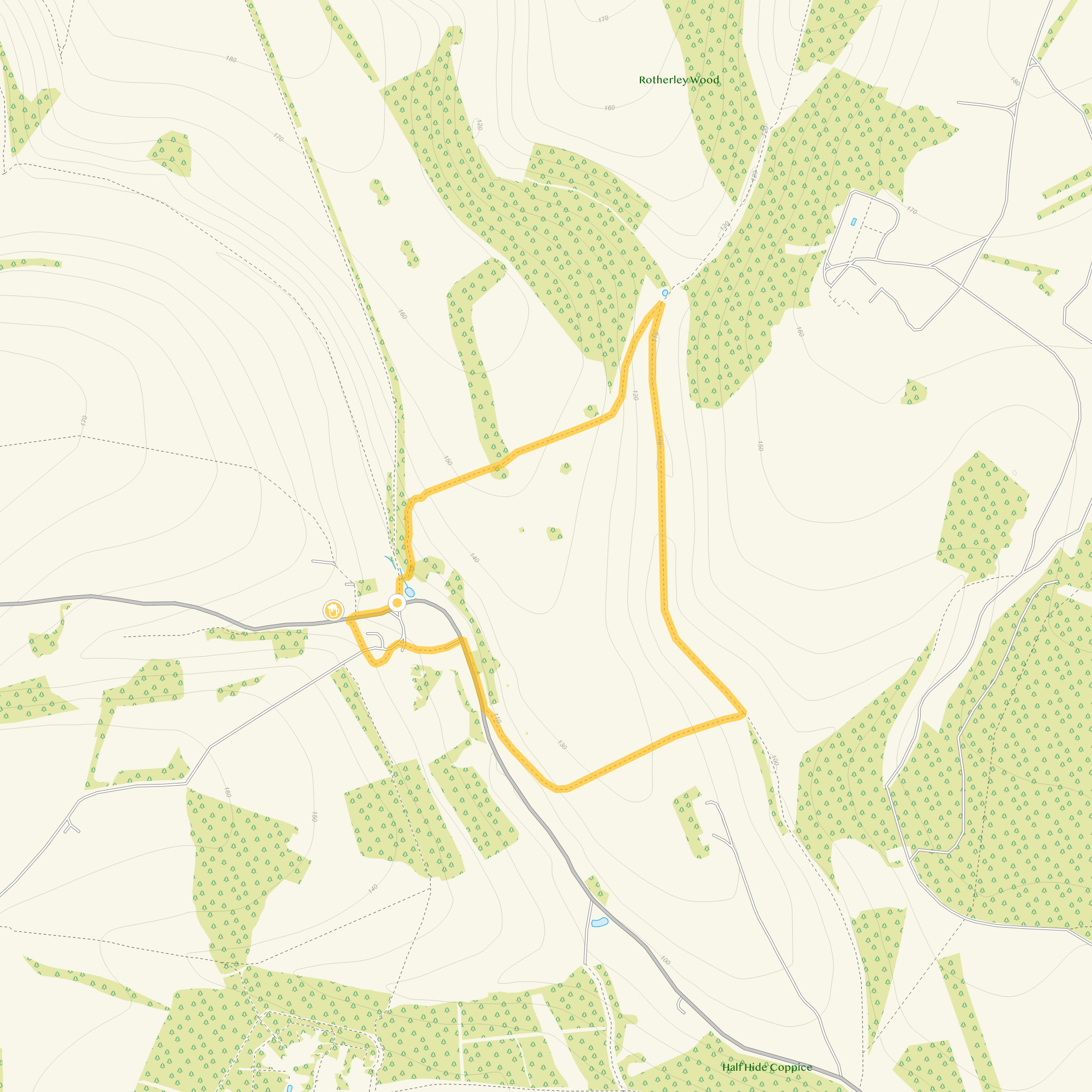 Route map for Tollard Royal Walk 1, a 1.75 mile circular walk in Wiltshire