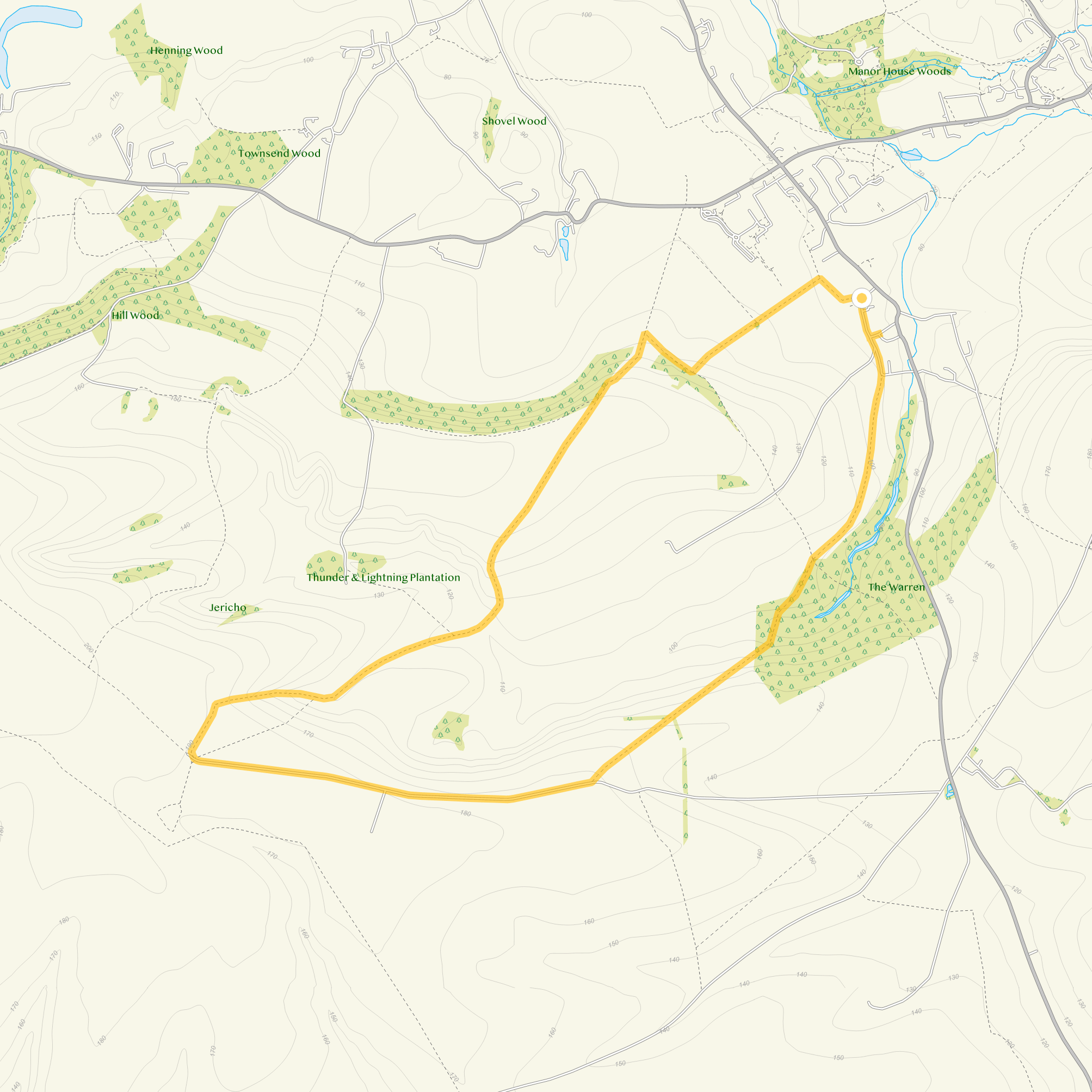 Route map for West Lavington Walk 2, a 5.75 mile circular walk in Wiltshire
