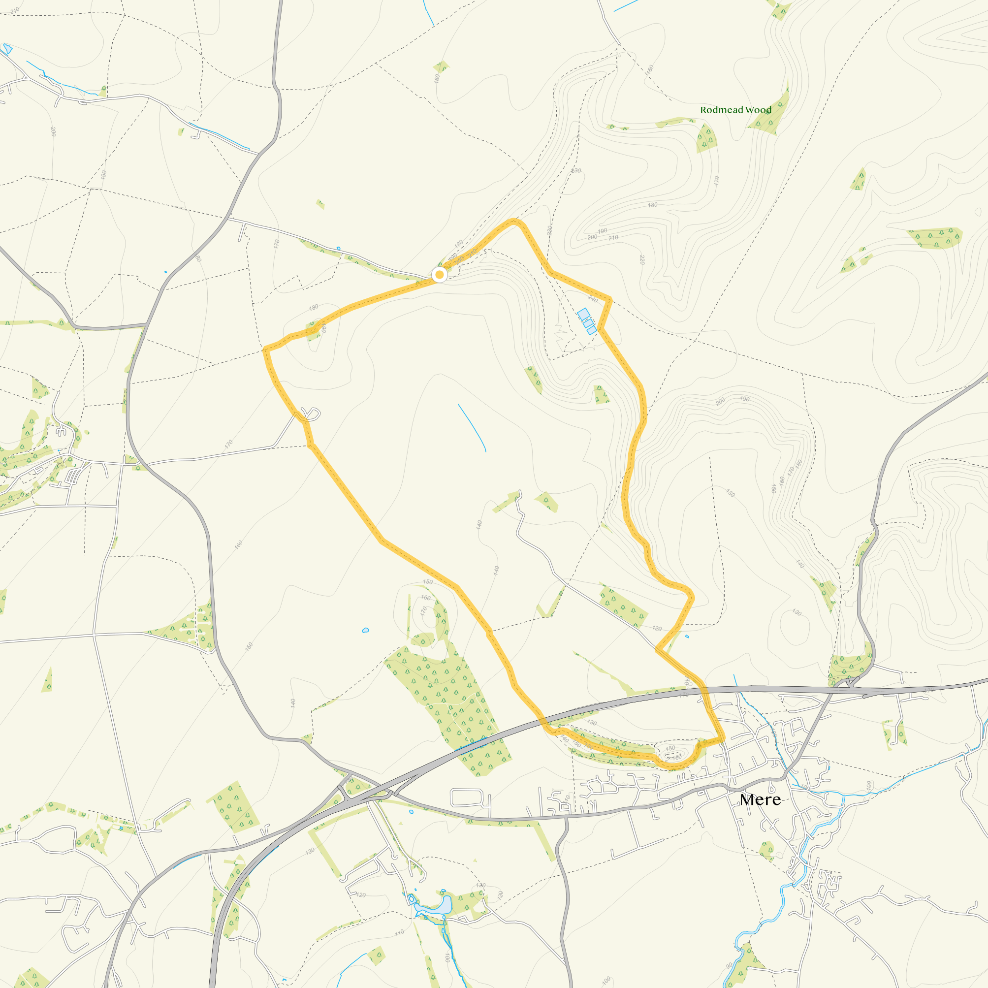 Route map for Long Walk, a 5.25 mile circular walk in Wiltshire
