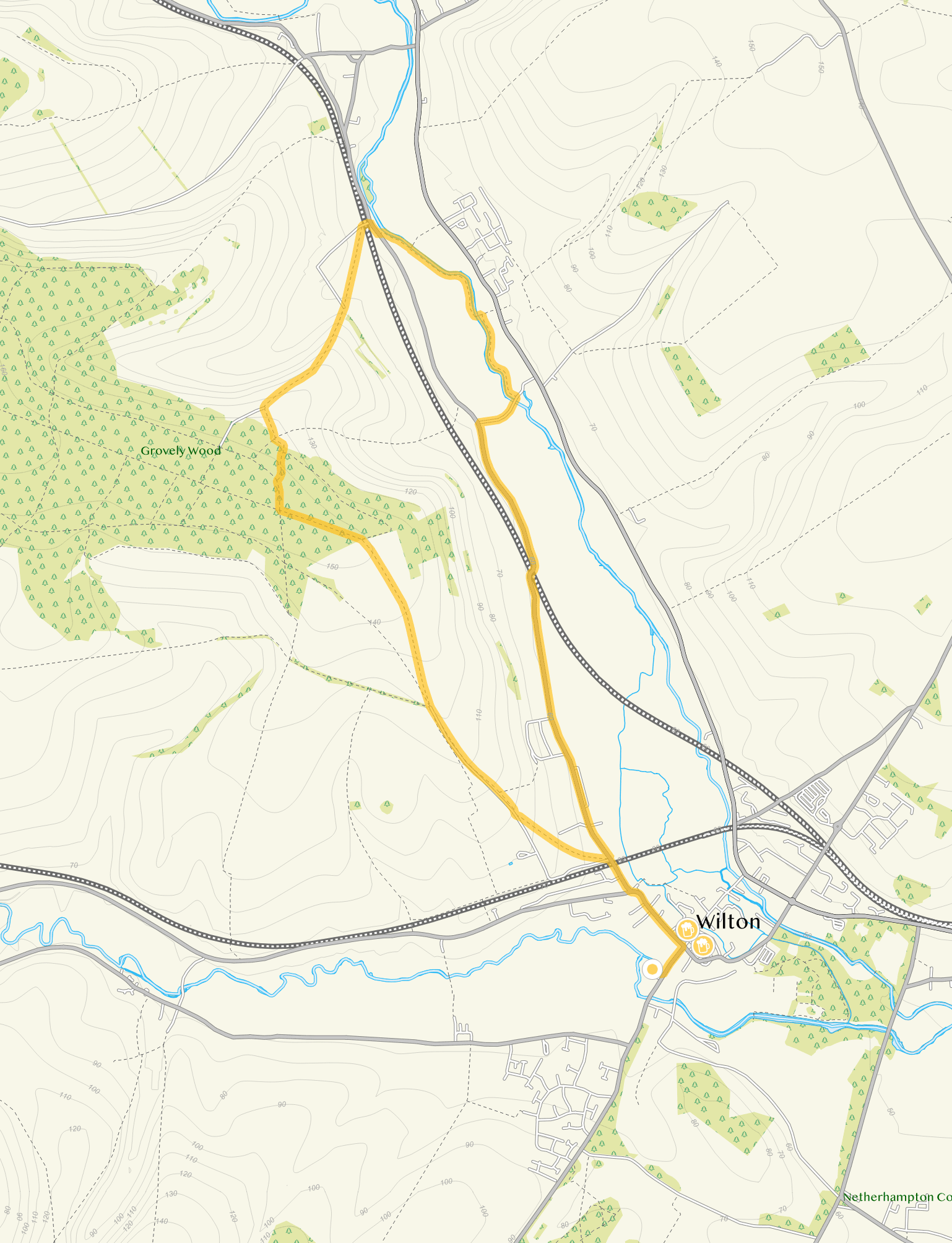 Route map for Wilton Walk 2, a 5.75 mile circular walk in Wiltshire
