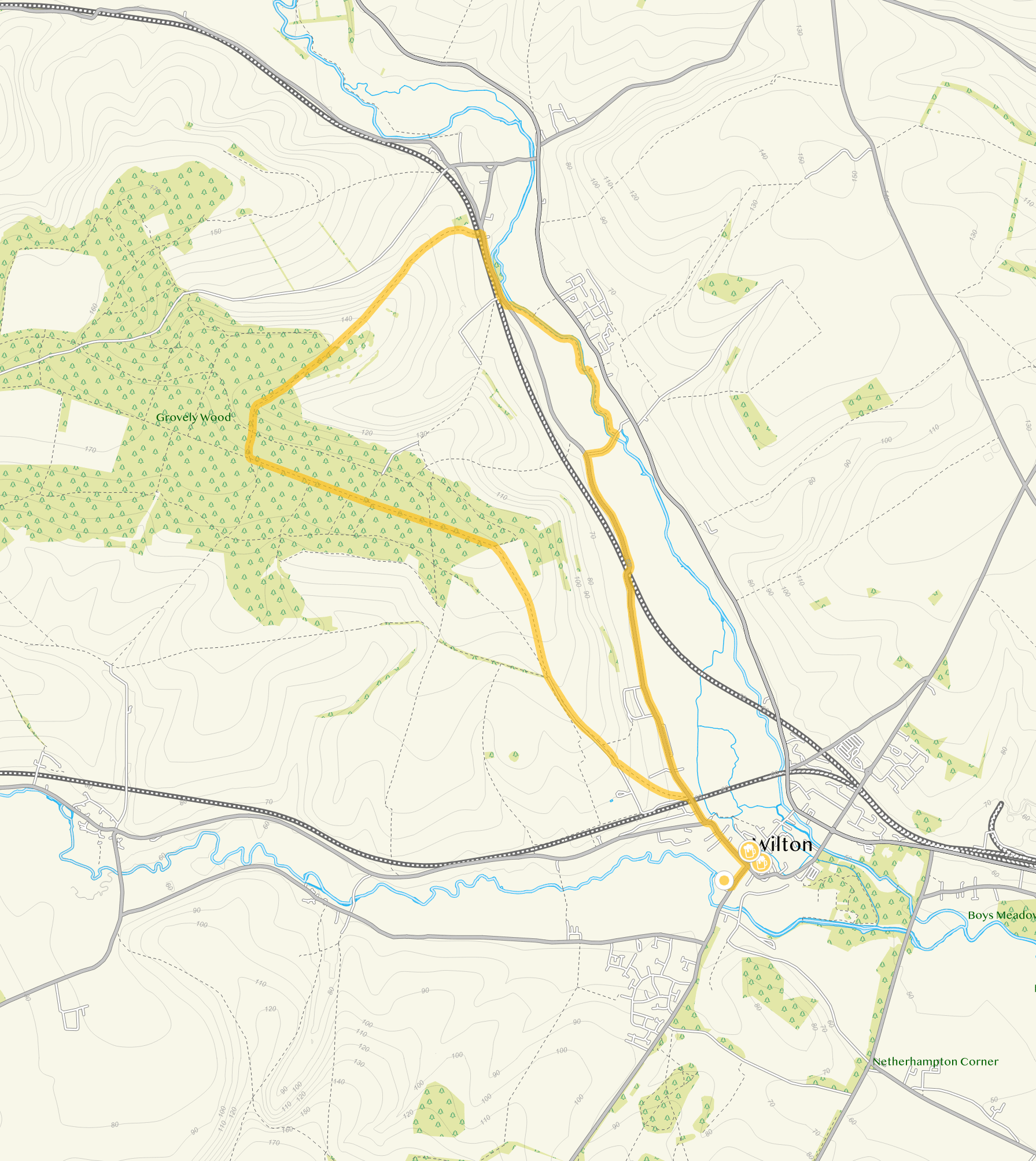Route map for Wilton Walk 3, a 7.25 mile circular walk in Wiltshire