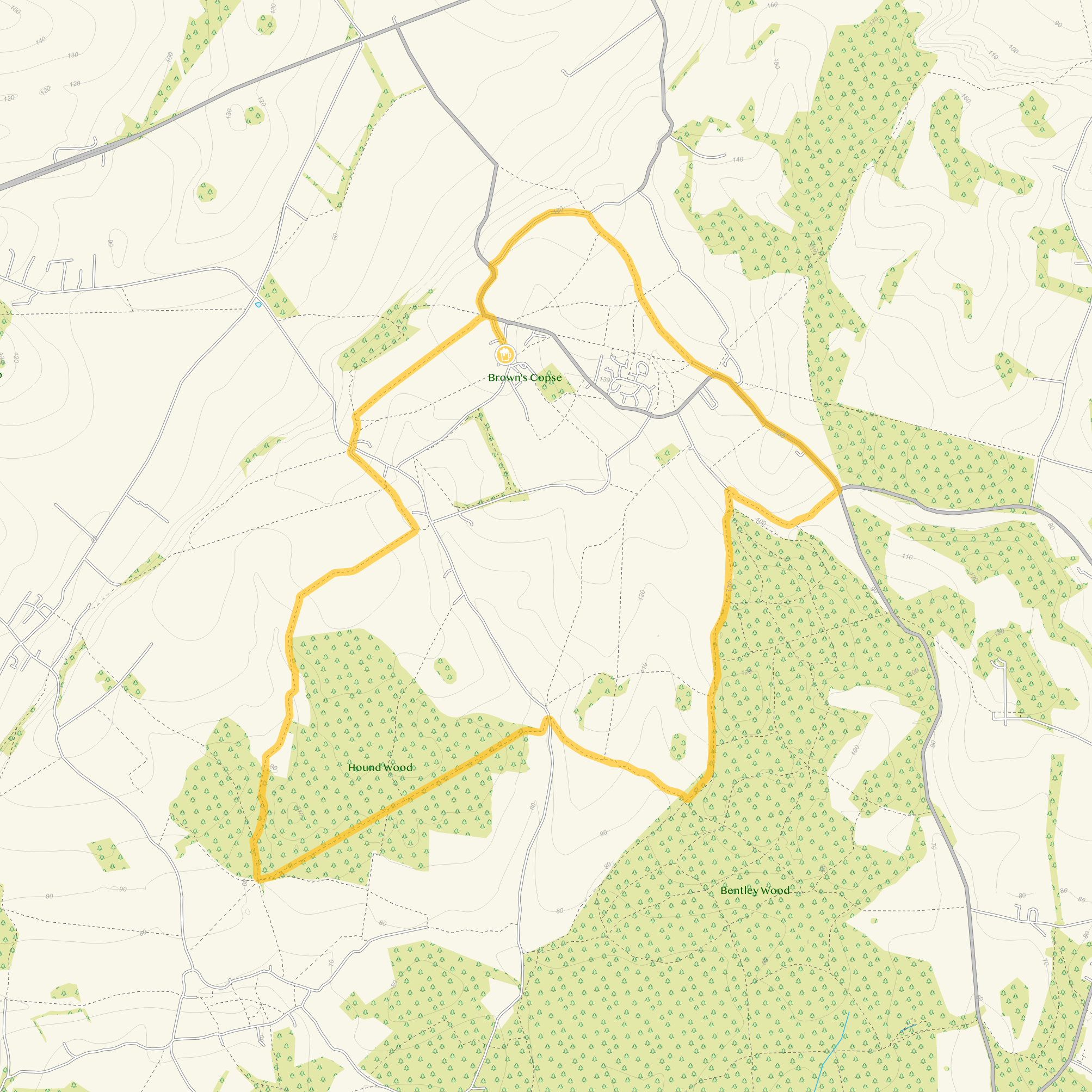 Route map for Winterslow Walk 4, an 8 mile circular walk in Wiltshire